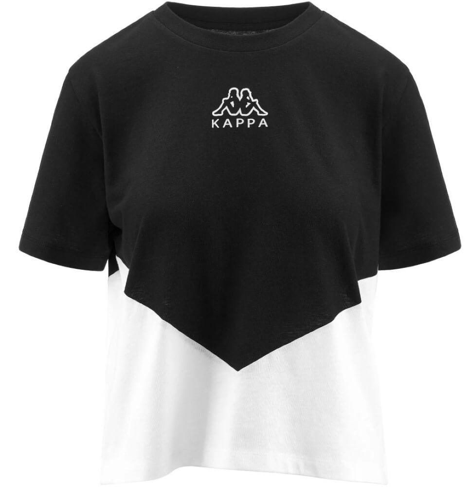 T-shirt Em Algodão De Fitness Mulher Kappa Logo Ece. Preto-branco