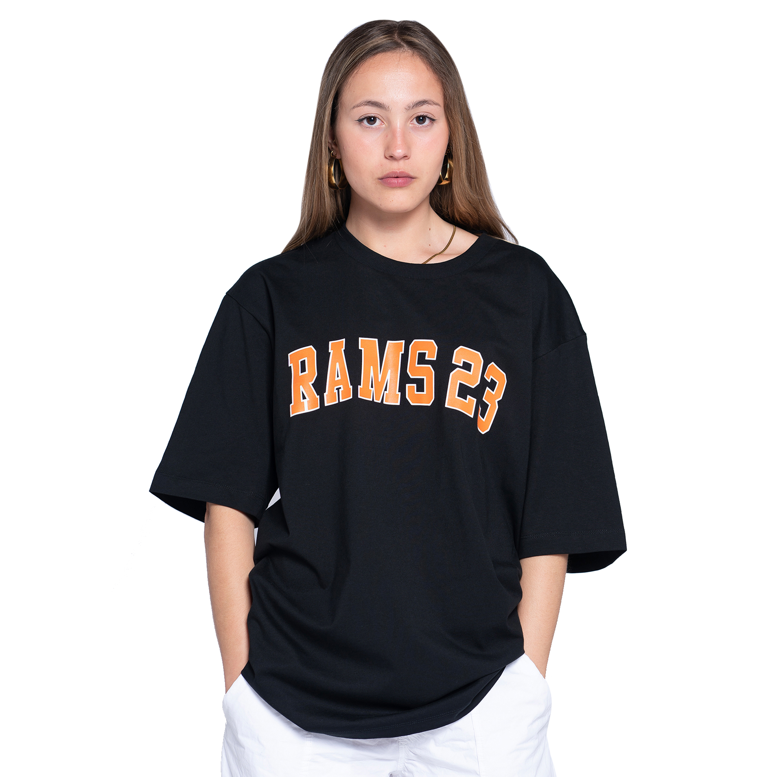 Camiseta Oversize Rams 23 University Black - naranja - 