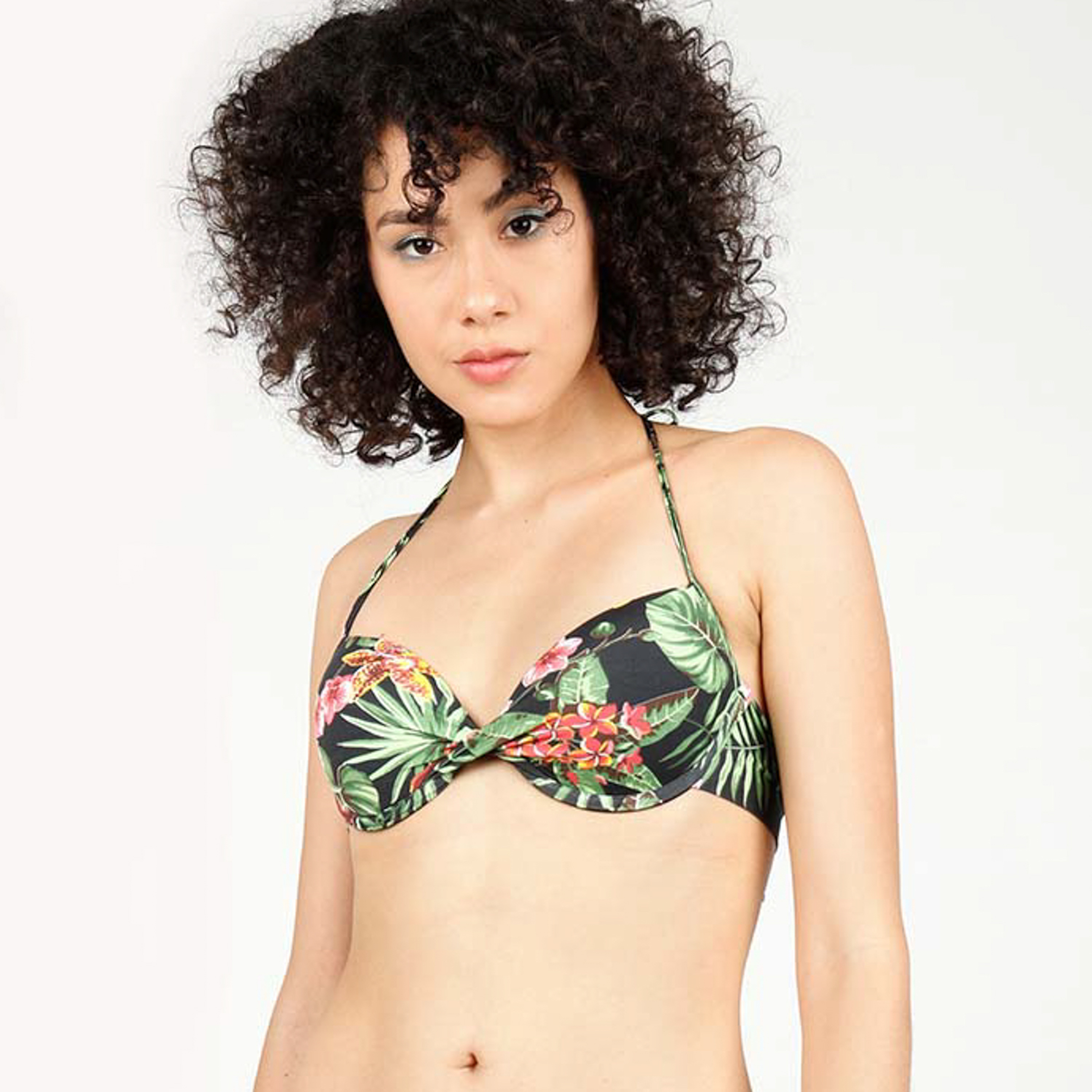 Top De Bikini Con Aro Torzado Estampado Tropical Audaz Fitness