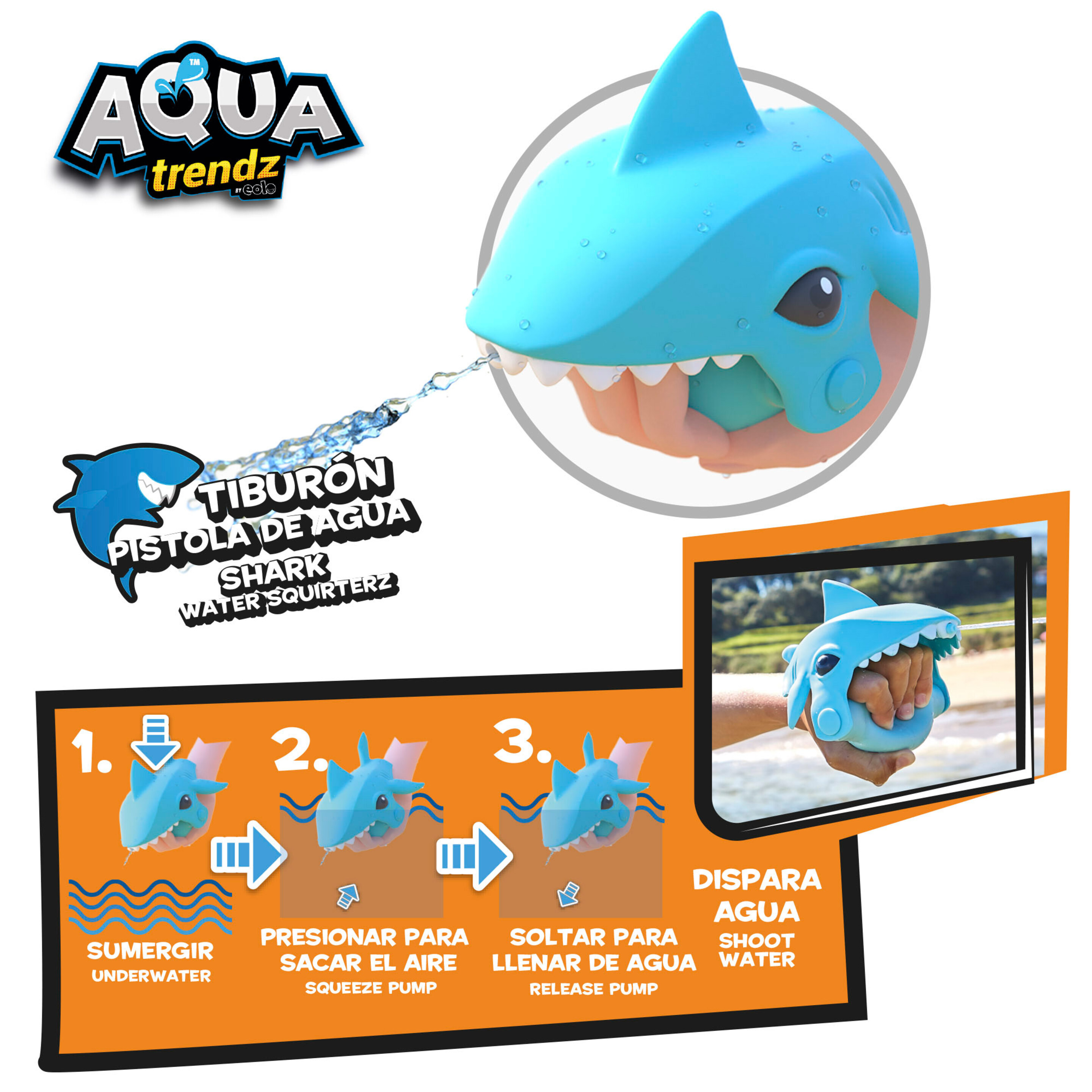Máscara De Buceo Y Lanzador De Agua Tiburón Aqua Trenz - Azul  MKP