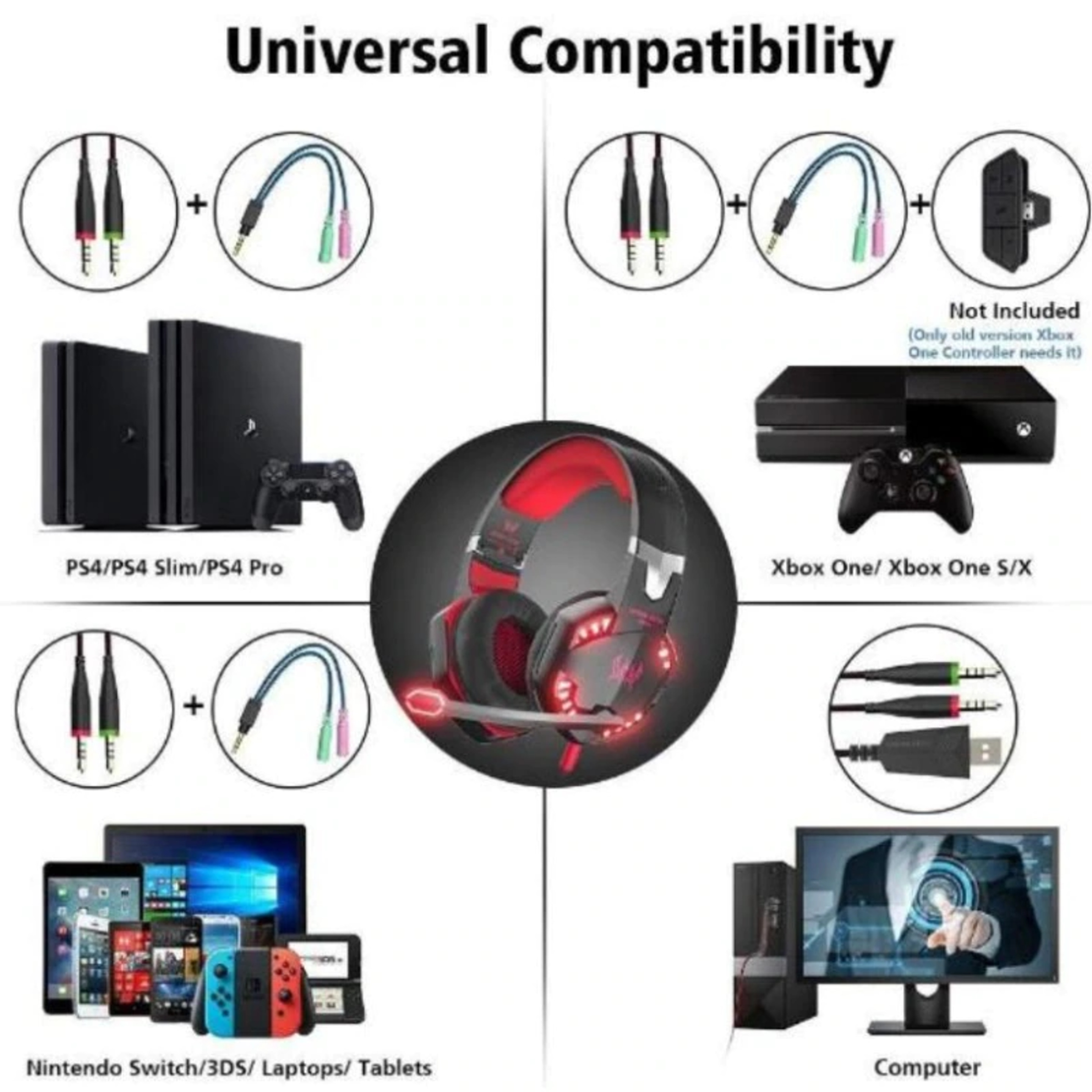Auriculares Gaming Videojuegos Streaming Directo Con Micrófono Compatible Ps4 Xbox Pc Klack - Rojo - Cascos Gamer Videojuegos  MKP