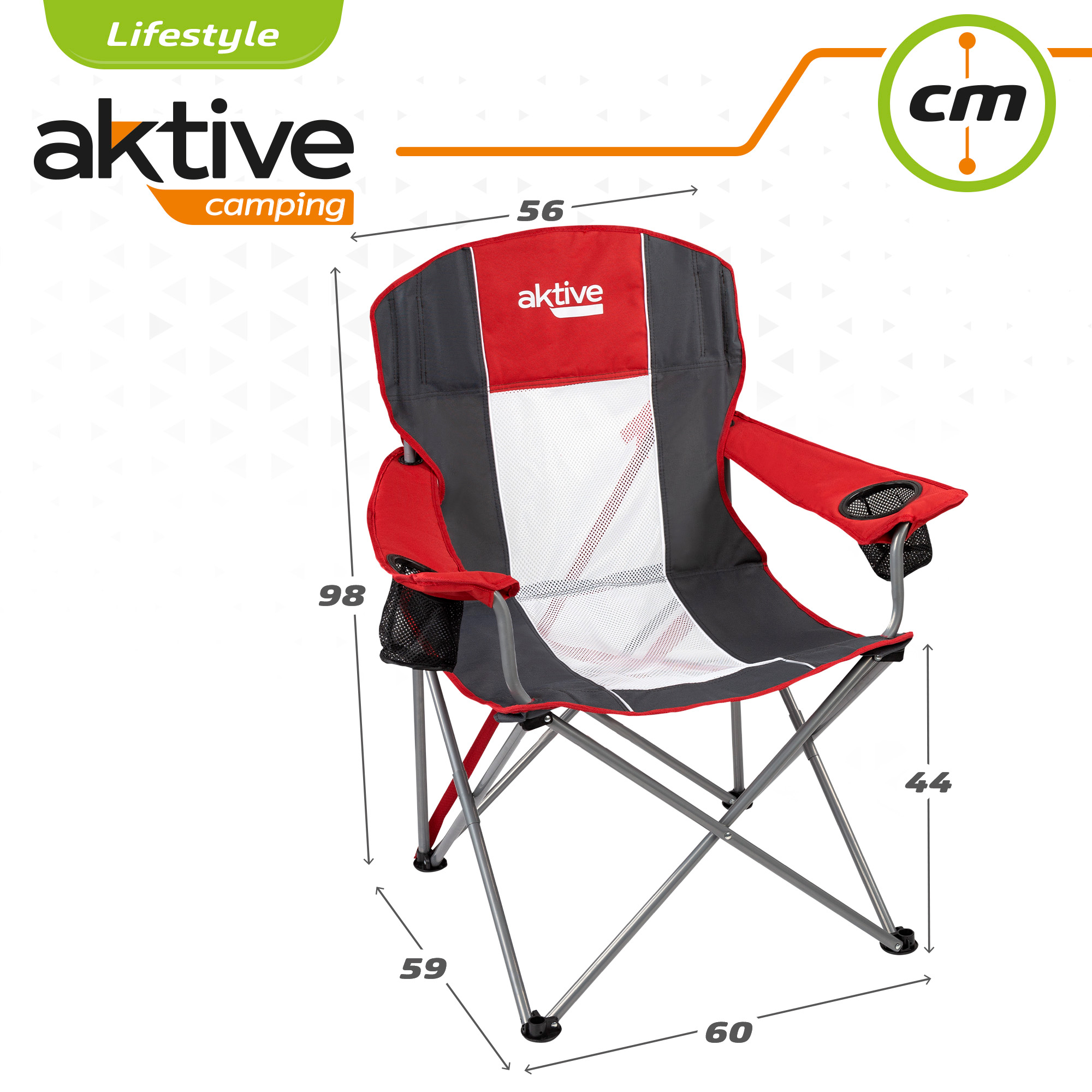 Cadeira De Camping Dobrável Xl Com Porta-copos Aktive