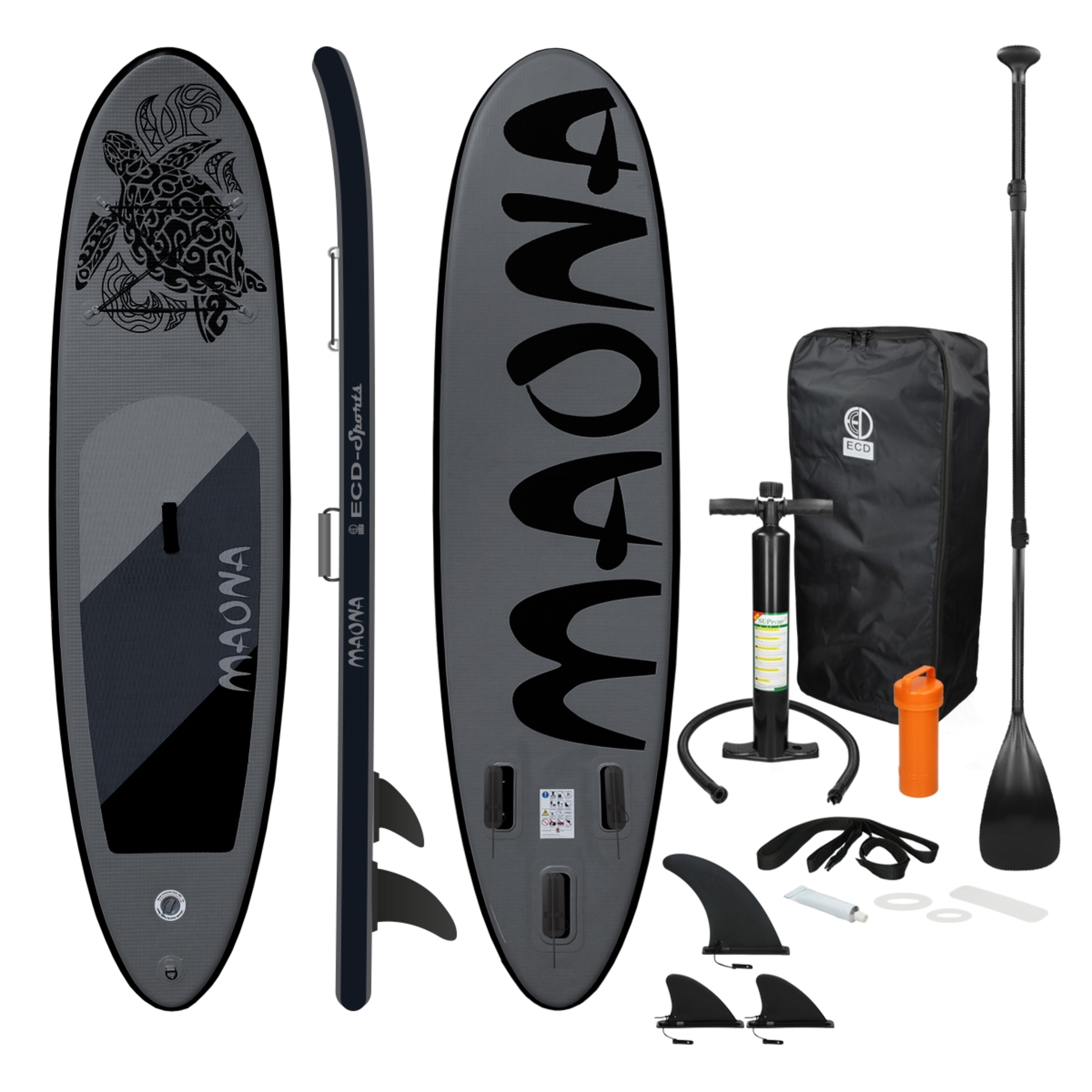 Tabla De Stand Up Paddle Inflable Maona 308x78x10 Cm - negro-gris - 