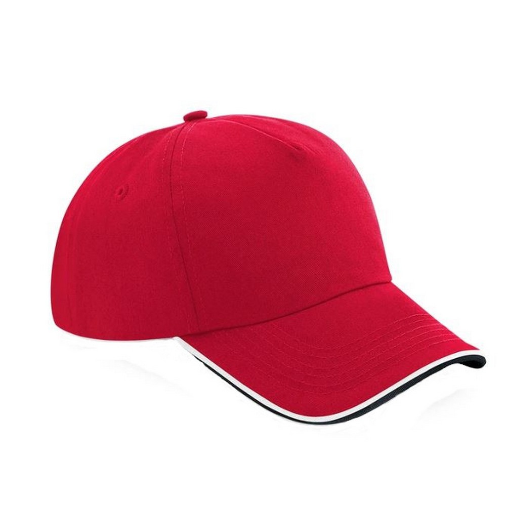 Gorra De Cinco Paneles Diseño Auténtico Beechfield - rojo - 