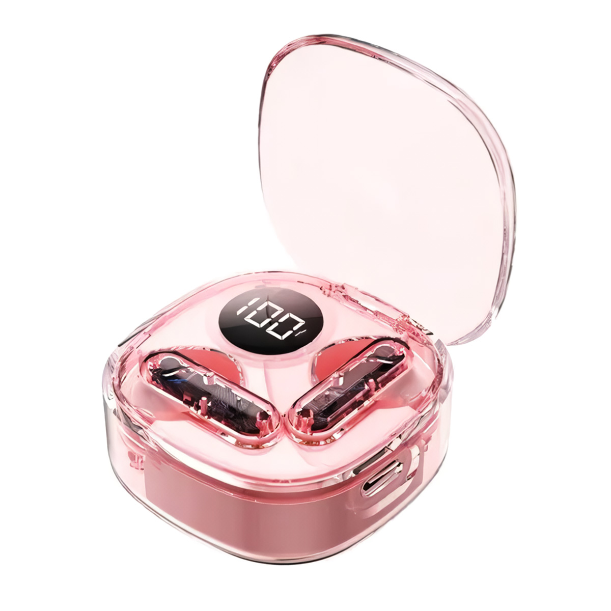Auriculares Bluetooth 5.3 + Edr Klack Kapro138, Cascos Transparentes Con Pantalla Digital - rosa - 