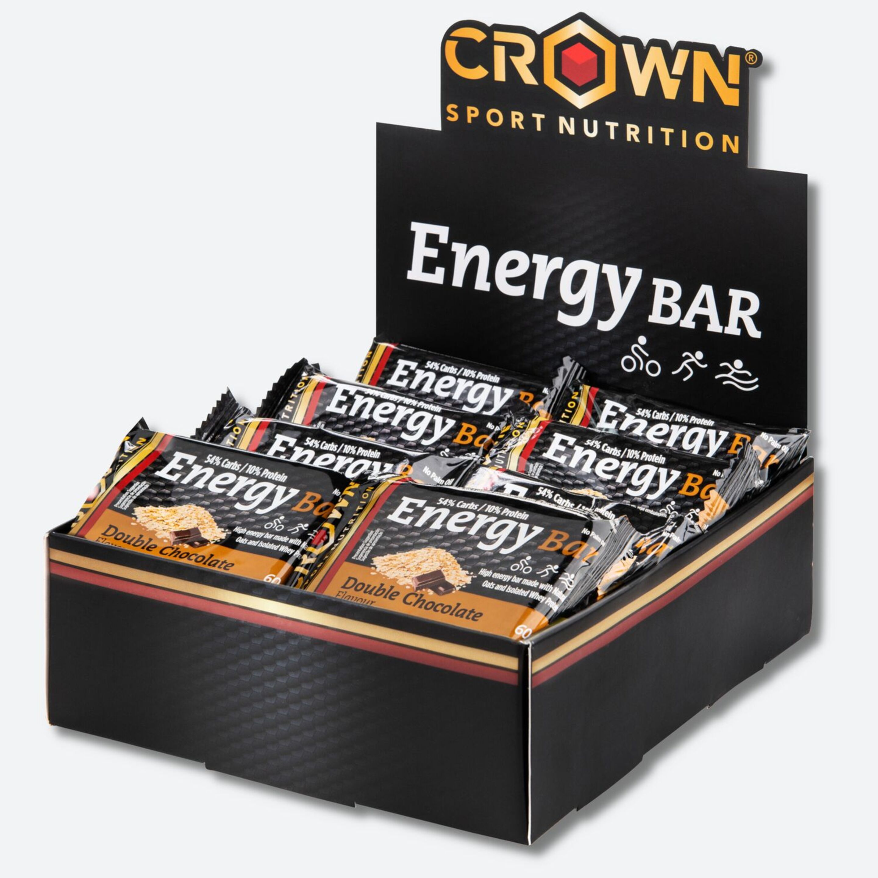 Energy Bar Crown Sport Nutrition Sabor Doble Chocolate, 12 X 60 G