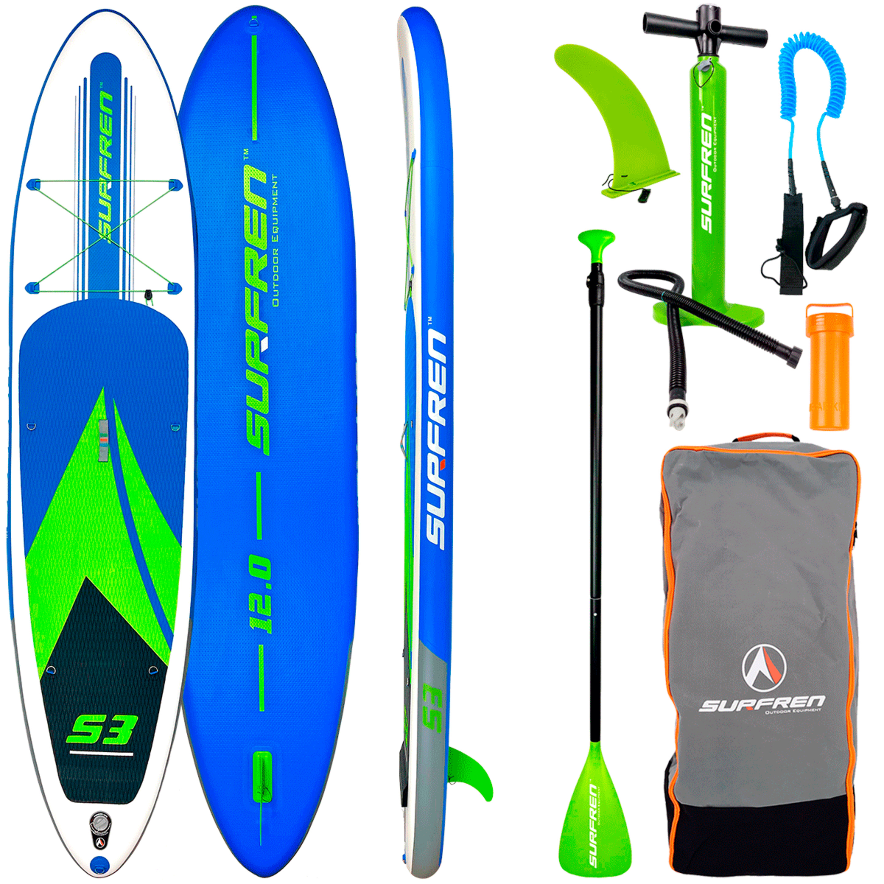 Tabla Paddle Surf Hinchable Surfren S3 12'0"(365 Cm) - verde-azul-oscuro - 