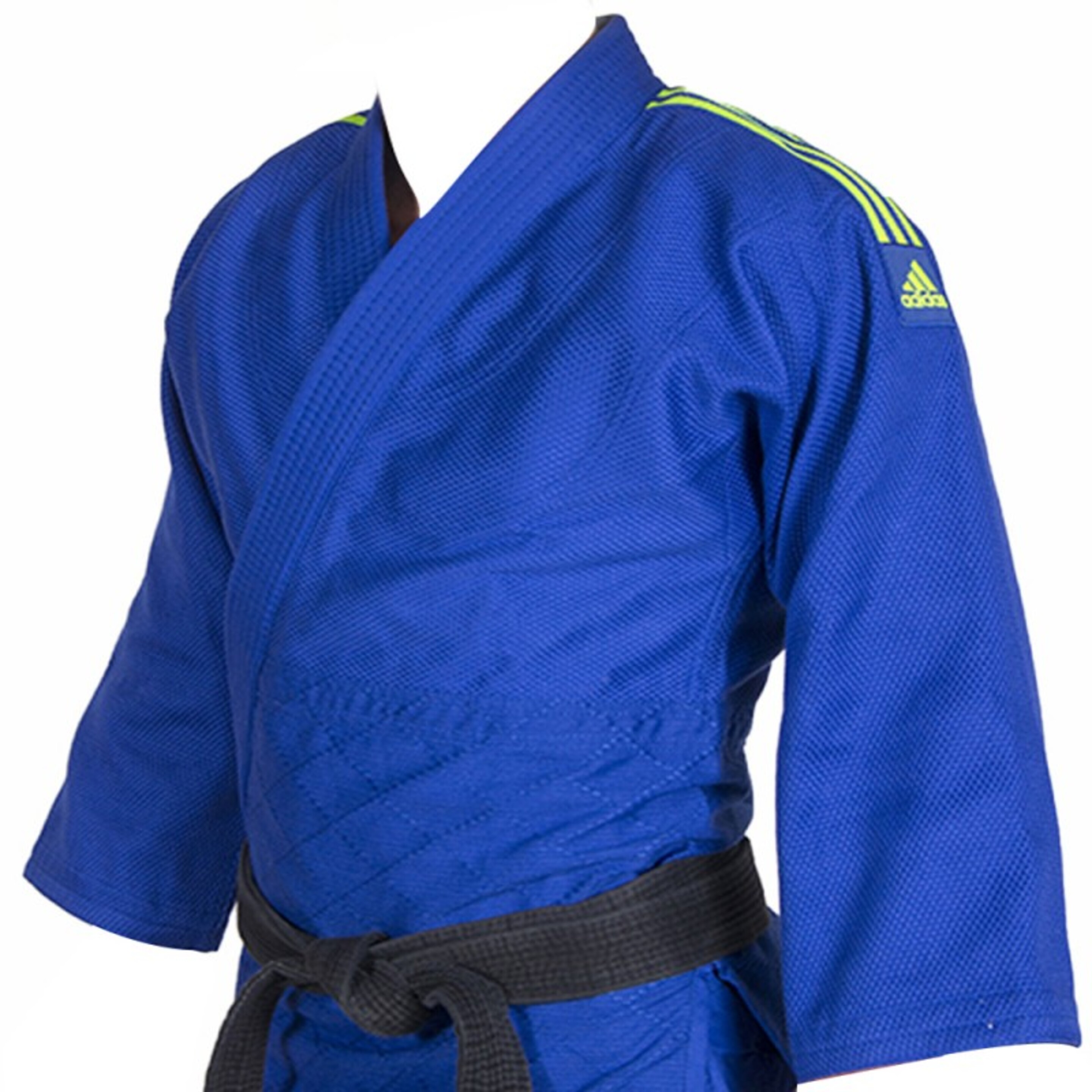 Kimono De Judo adidas Contest Riscas "yellow Fluor" - amarillo-fluor-azul-marino - 