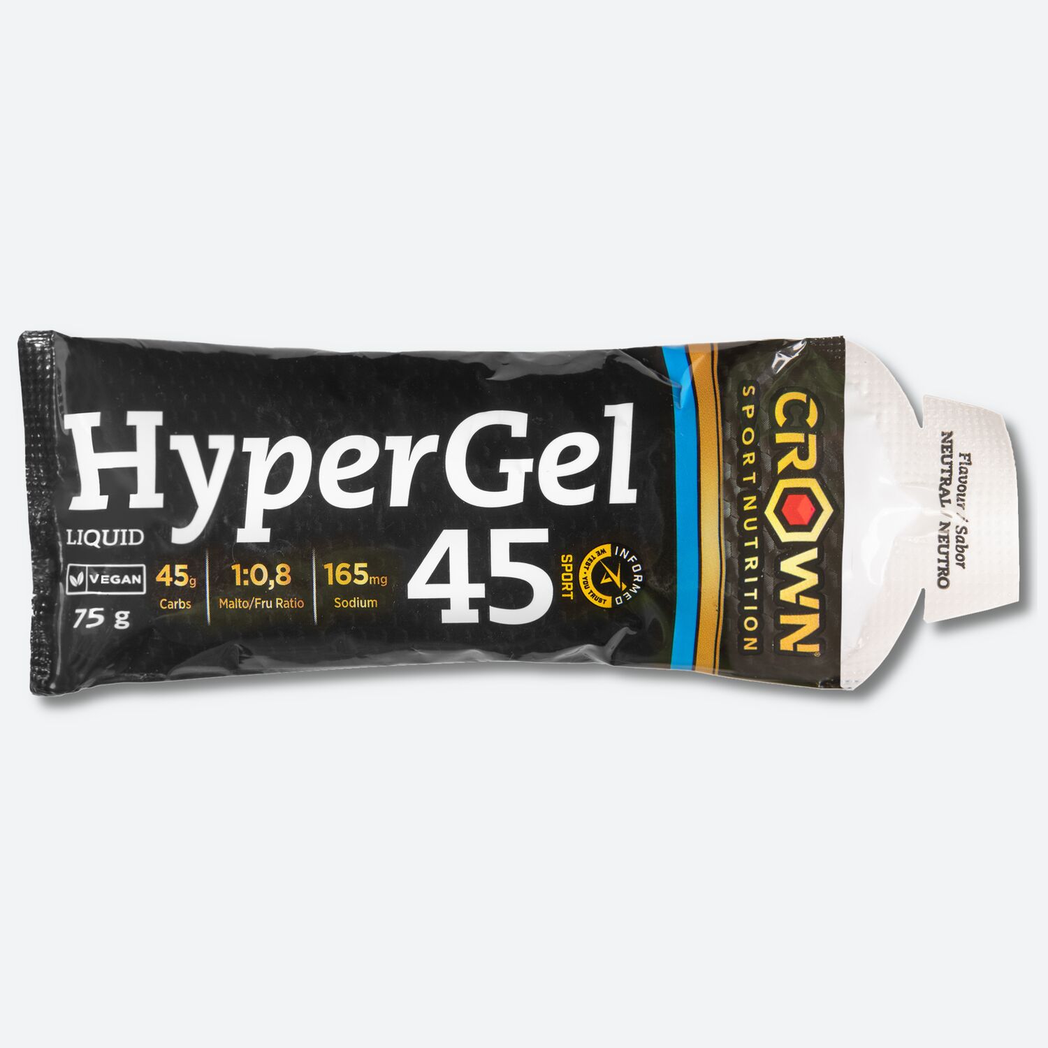 Gel Energético De 45g Línea Hyper Crown Sport Nutrition Neutro Con Cafeína - 45 G Cho 1:0,8 Y Sodio  MKP