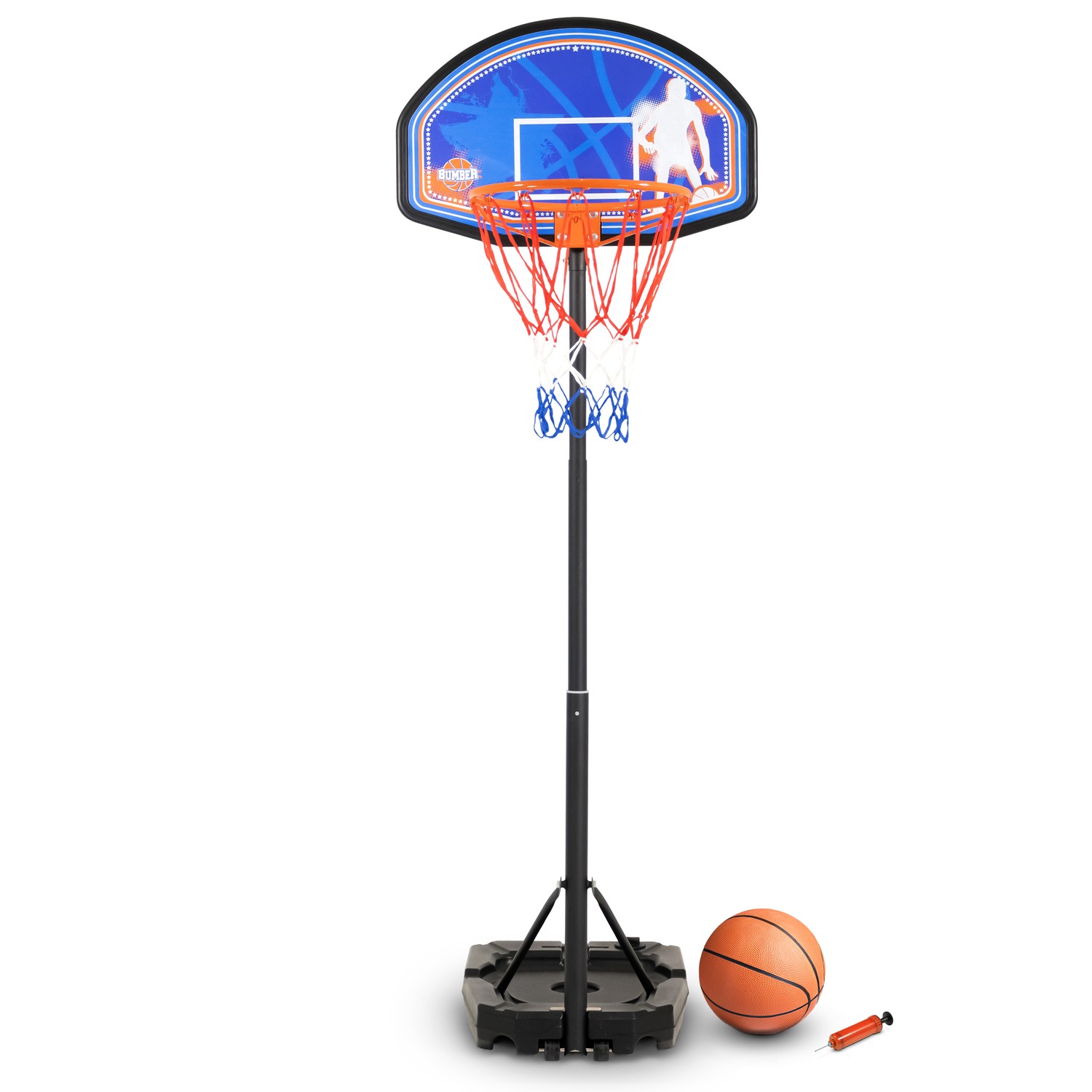 Canasta De Baloncesto Ajustable Bumber 1m A 2m10  - Milwaukee - Con Balón E Inflador - azul - 