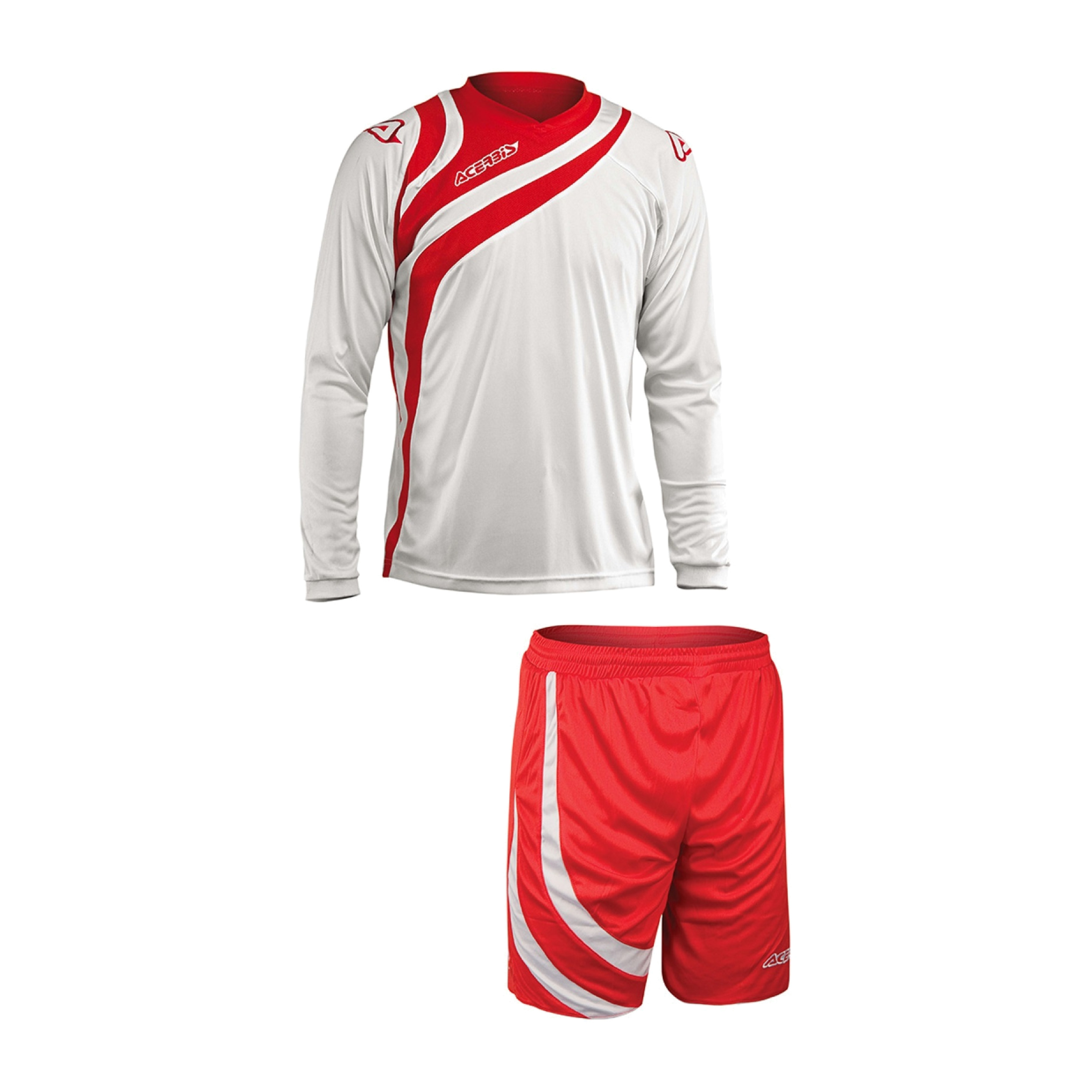 Kit Acerbis Alkman (Camiseta Manga Larga + Pantalón) - Blanco/Rojo - Conjunto Deporto  MKP
