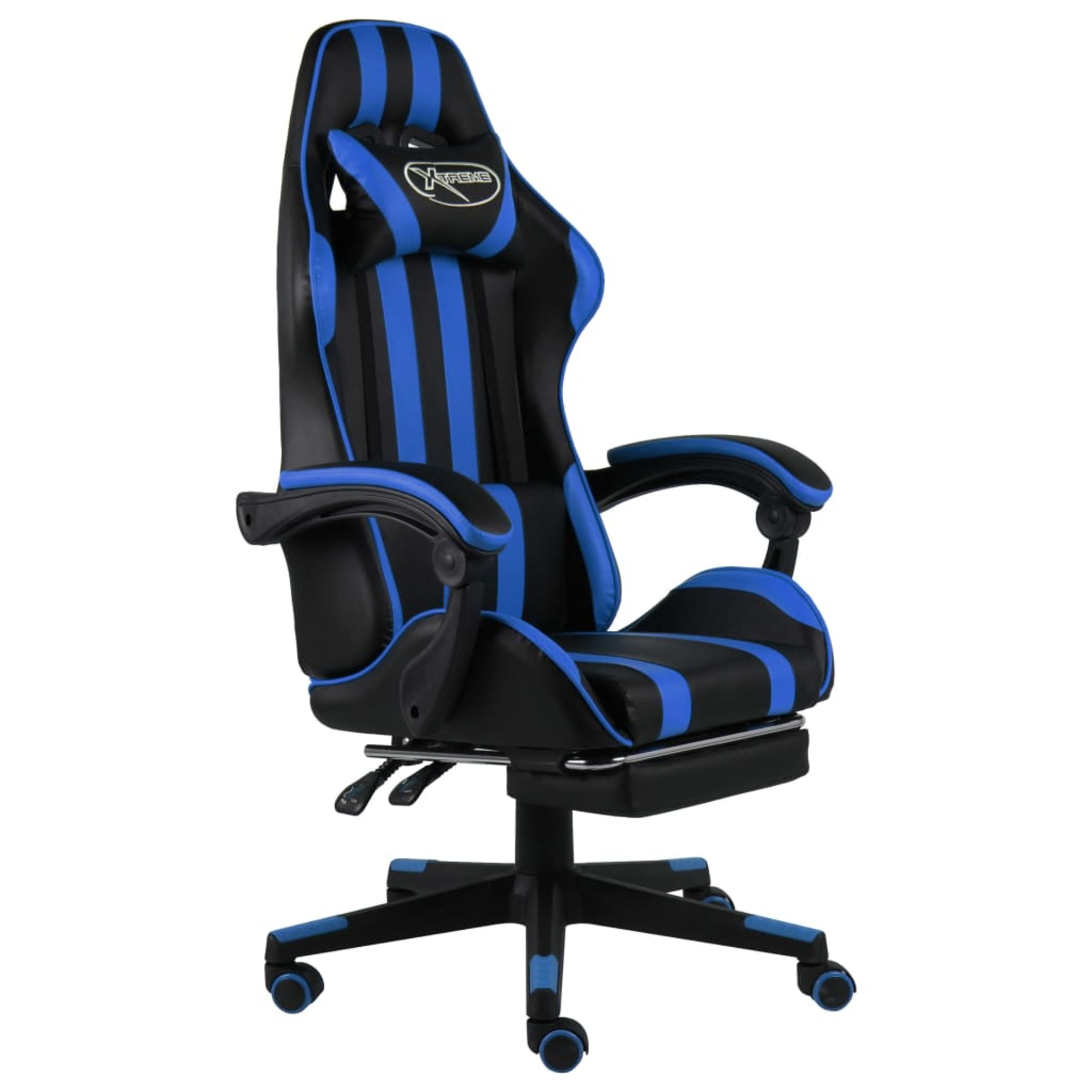 Silla Gaming Vidaxl Con Reposapiés Cuero Sintético Y  Rayas