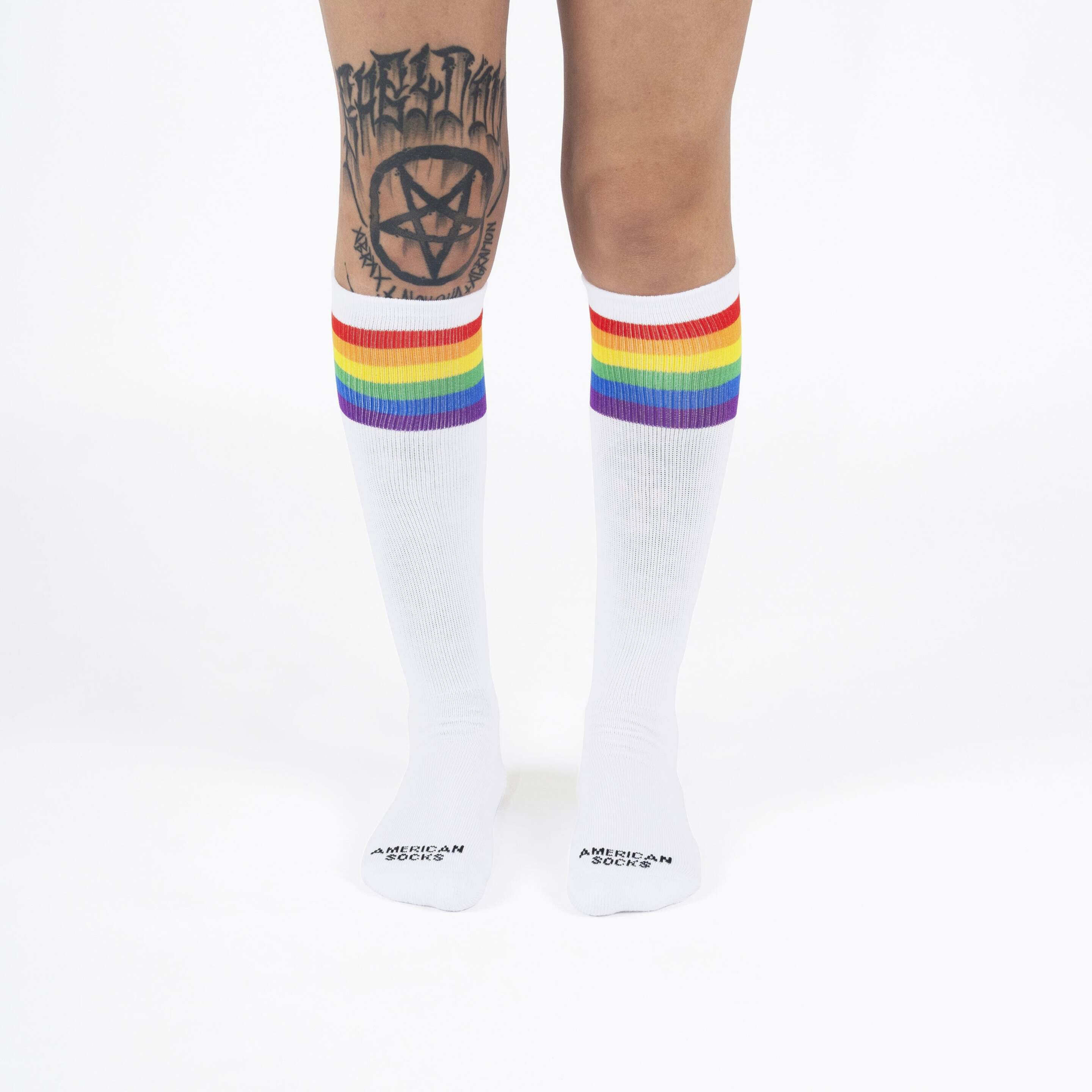 Calcetines American Socks Rainbow Pride Knee High - Blanco - Calcetines Técnicos De Deporte  MKP