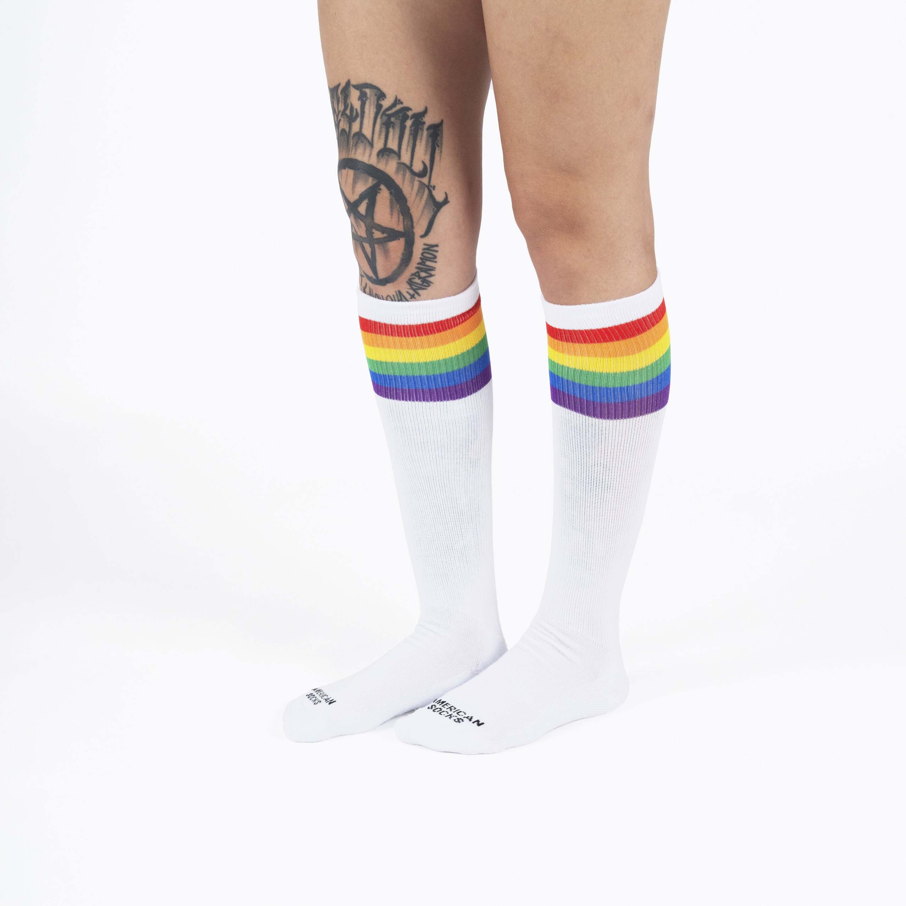 Calcetines American Socks Rainbow Pride Knee High - Blanco - Calcetines Técnicos De Deporte  MKP