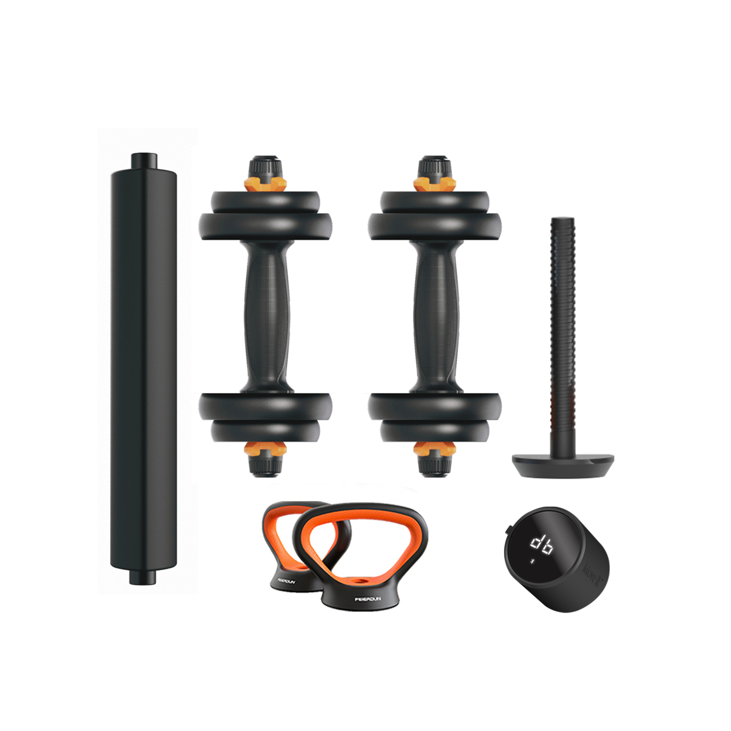 Kit De Pesos Conectados V2 10kg Xiaomi Fed: Halteres (pesos + Barras) + Barra + Kettlebell + Sensor