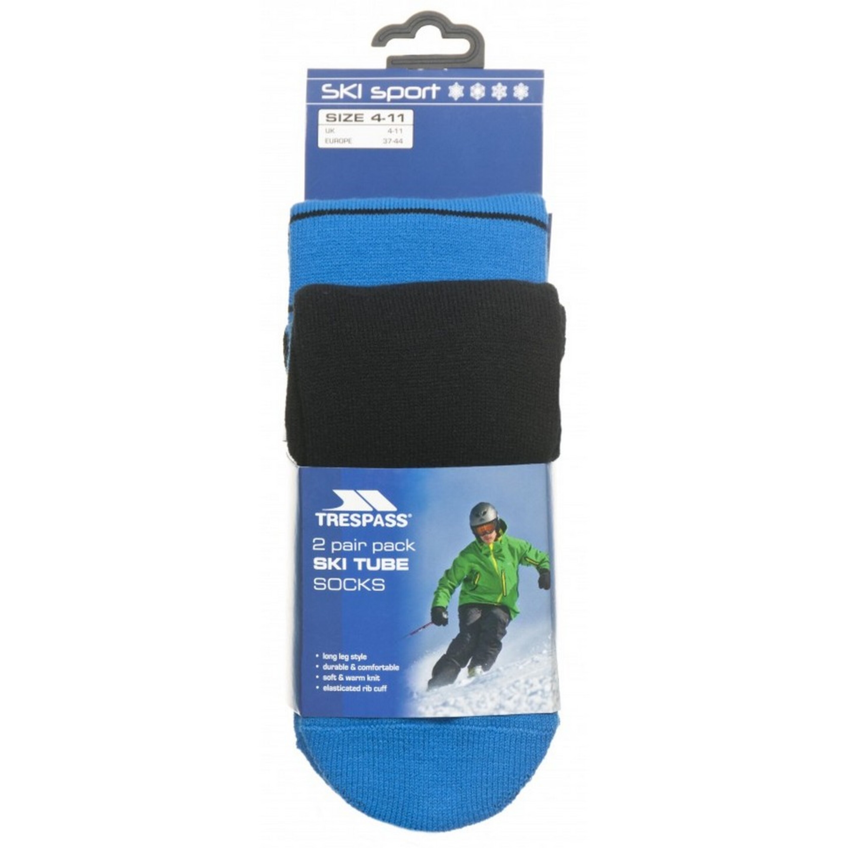 Trespass - Calcetines De Tubo De Esquí Modelo Toppy Hombre Caballero (2 Pares) (Negro/azul)