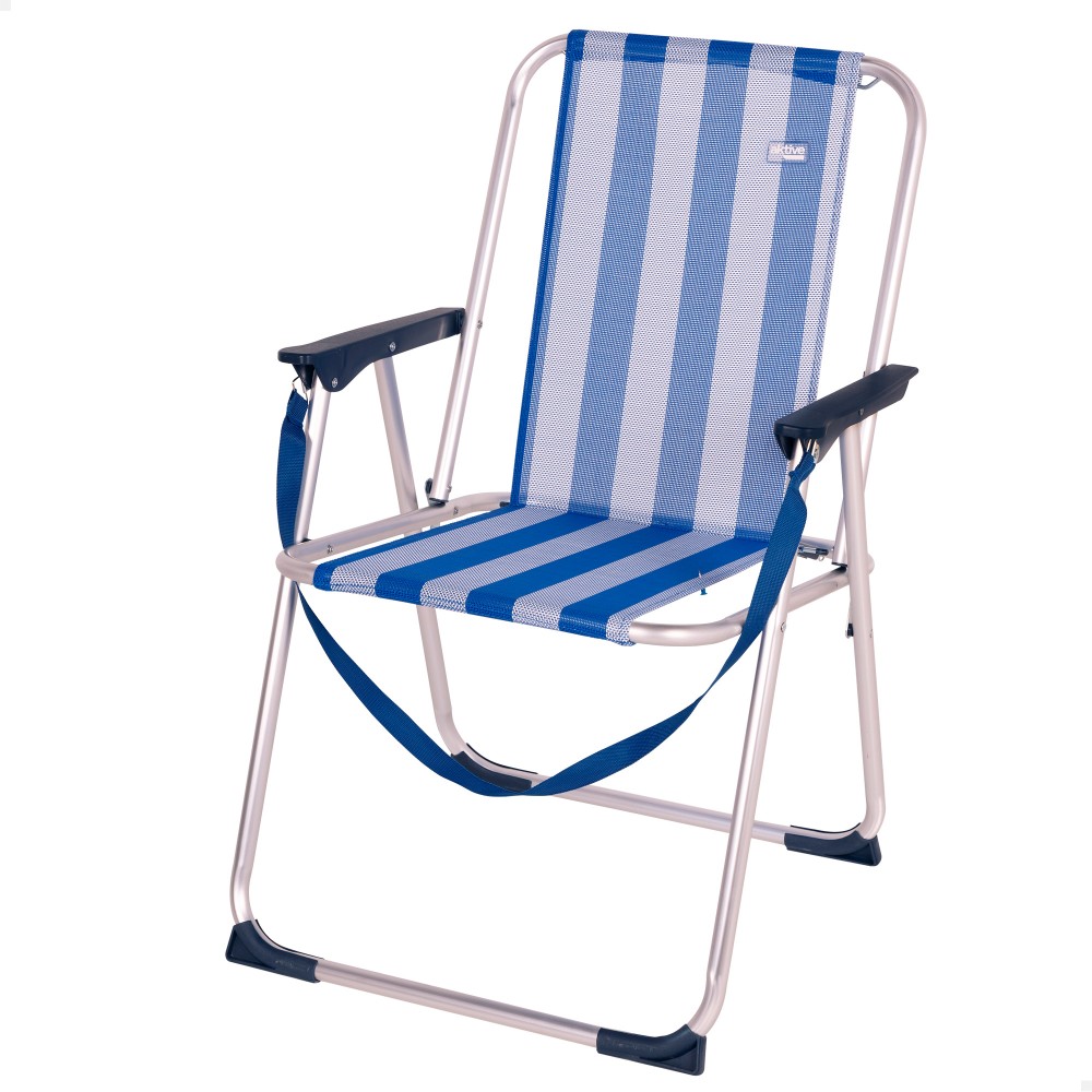 Cadeira De Praia Dobrável Fixa Azul Alumínio Aktive - blanco-azul - 