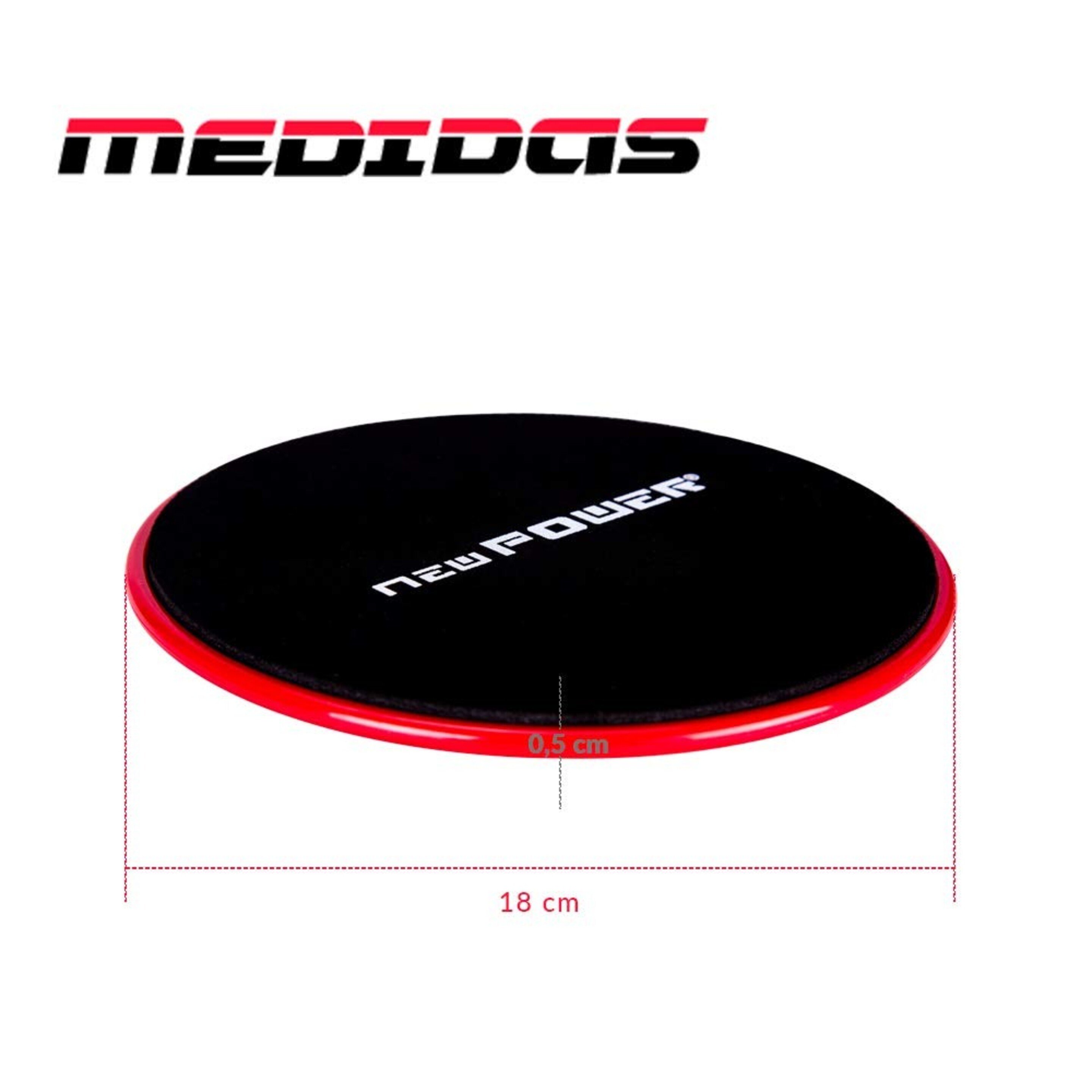 Newpower-discos Deslizantes Fitness Con Doble Cara(ø18cm) Para Mejorar Coordinación Y Equilibrio. - Negro/Rojo  MKP