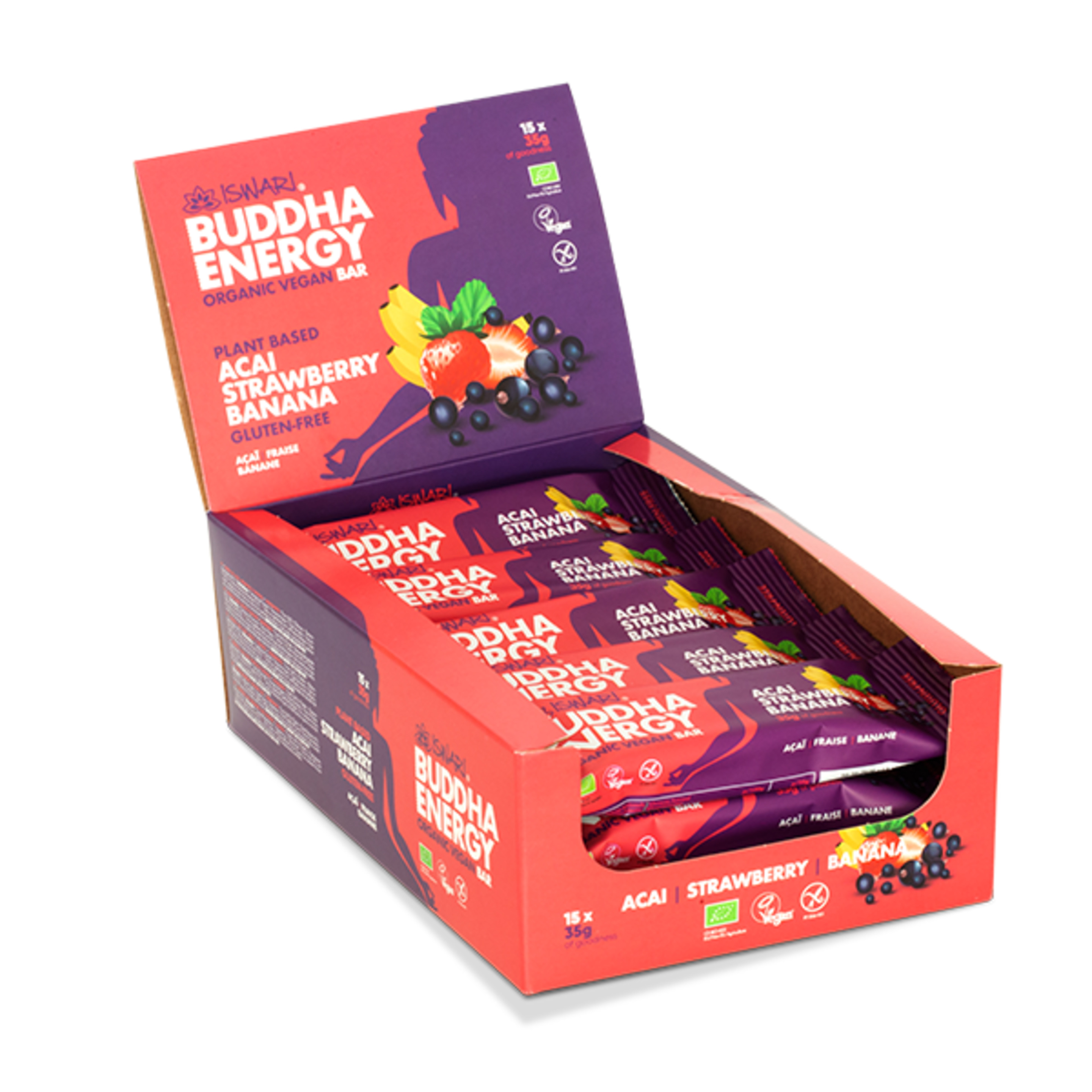 Buddha Energy Bar Açaí Fresa Plátano (15x35g)