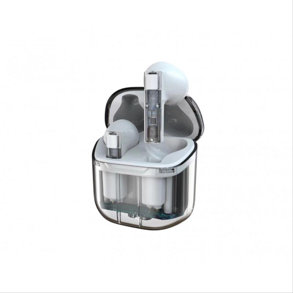 Auriculares Inalámbricos  Smartek Bluetooth 5,0 Transparentes Con Base De Carga - blanco - 