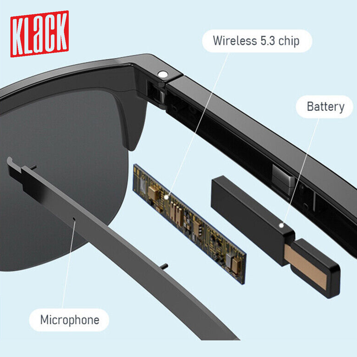 Gafas Inteligentes Klack Anti-uv Con Doble Altavoz Estéreo Táctil Y Sonido Hifi  MKP
