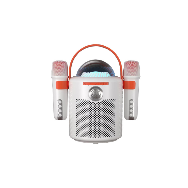 Altifalante De Karaoke Bluetooth Smartek Com Luz Rgb, 2 Microfones Sem Fios E Comutador De Voz Mágico Preto