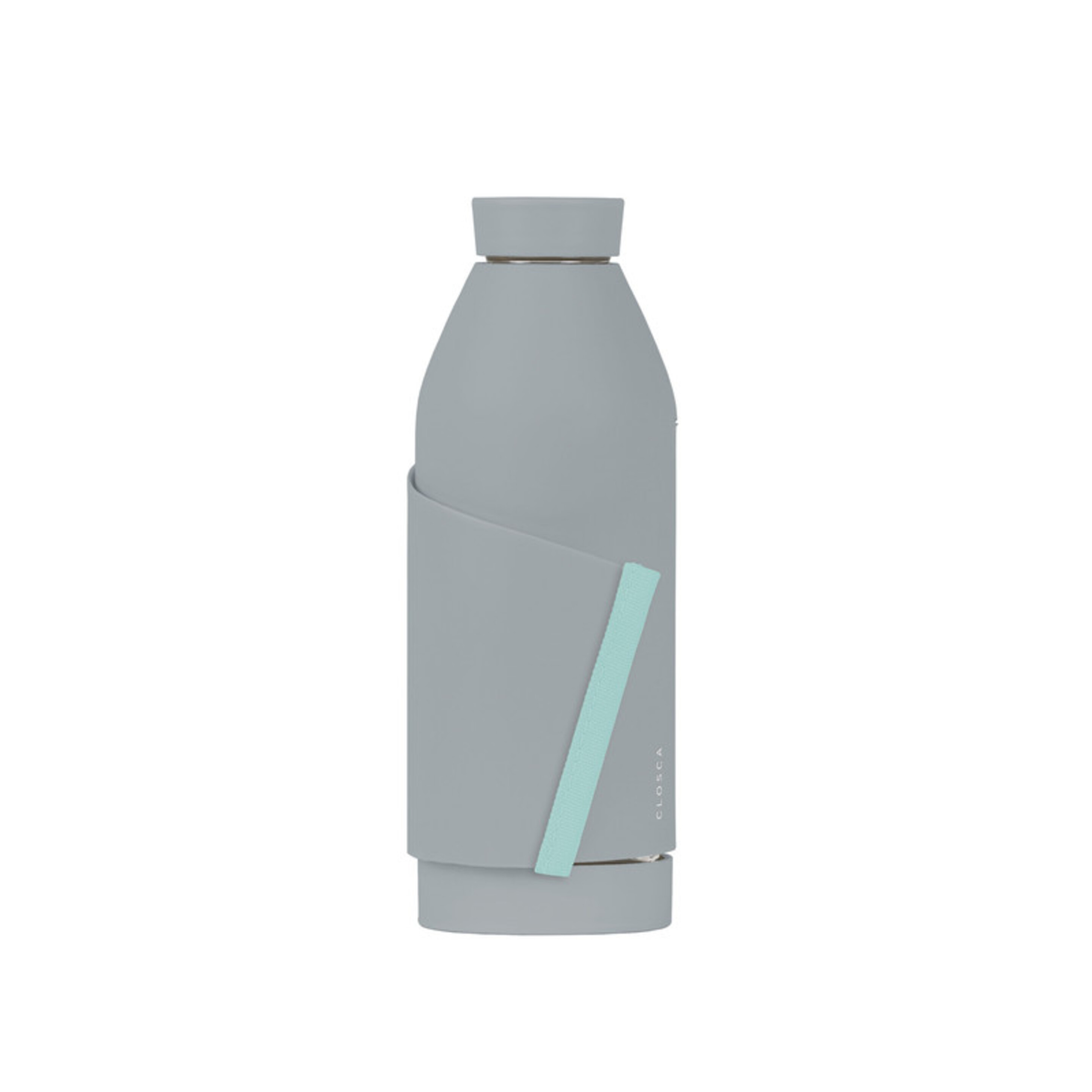 Botella De Agua Clásica De Vidrio De 420 Ml - Gris/Azul - Doble Apertura Y Sistema De Agarre.  MKP