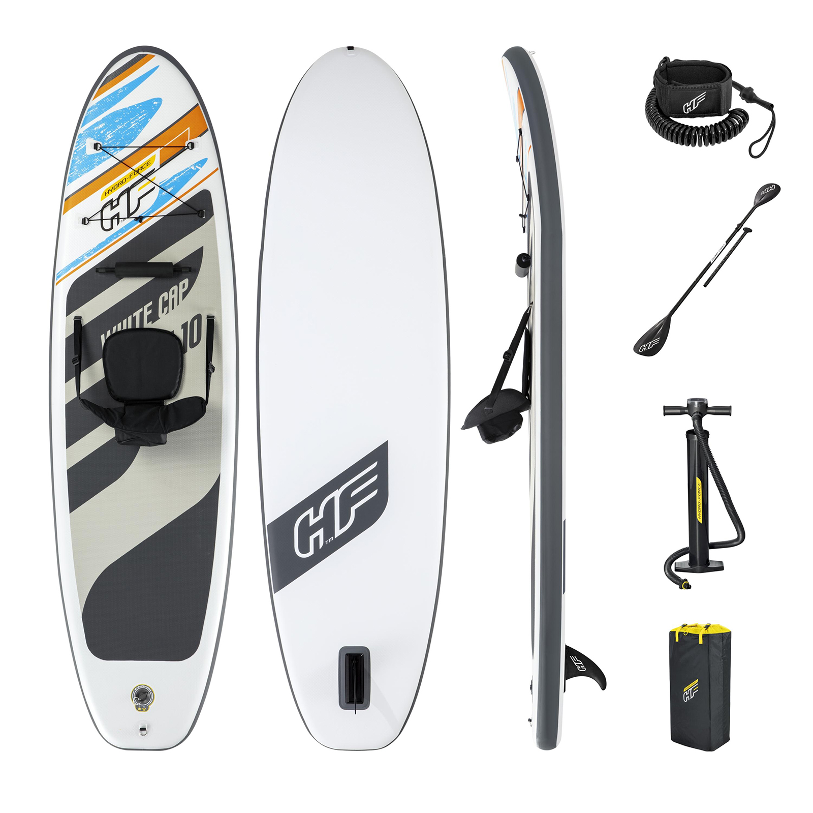 Tabla Paddle Surf Hinchable Bestway Hydro-force White Cap 305x84x12 Cm Remo Doble, Asiento, Bomba,