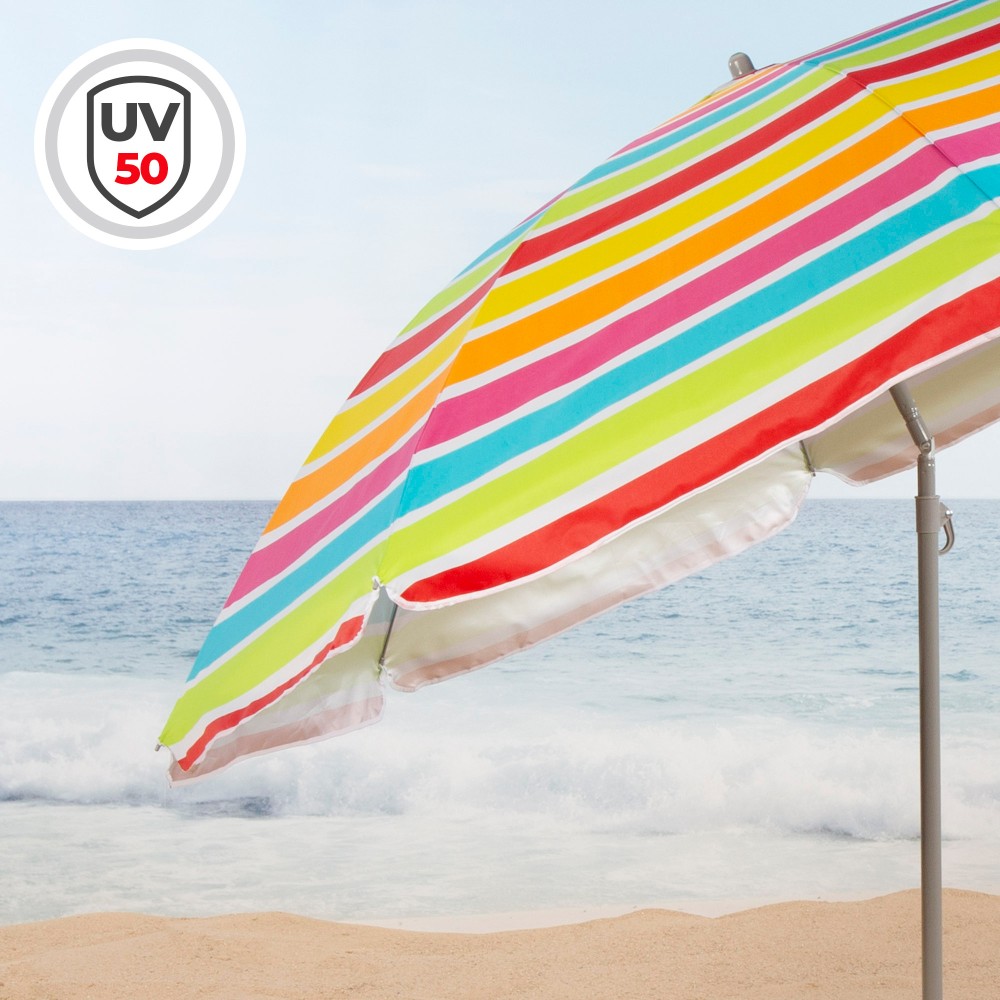 Aktive Guarda-chuva De Praia Inclinável Riscas Multicoloridas 200 Cm Uv50