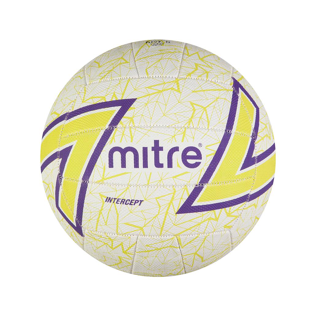 Balón Netball 18 Paneles Mitre Intercept - blanco-amarillo - 
