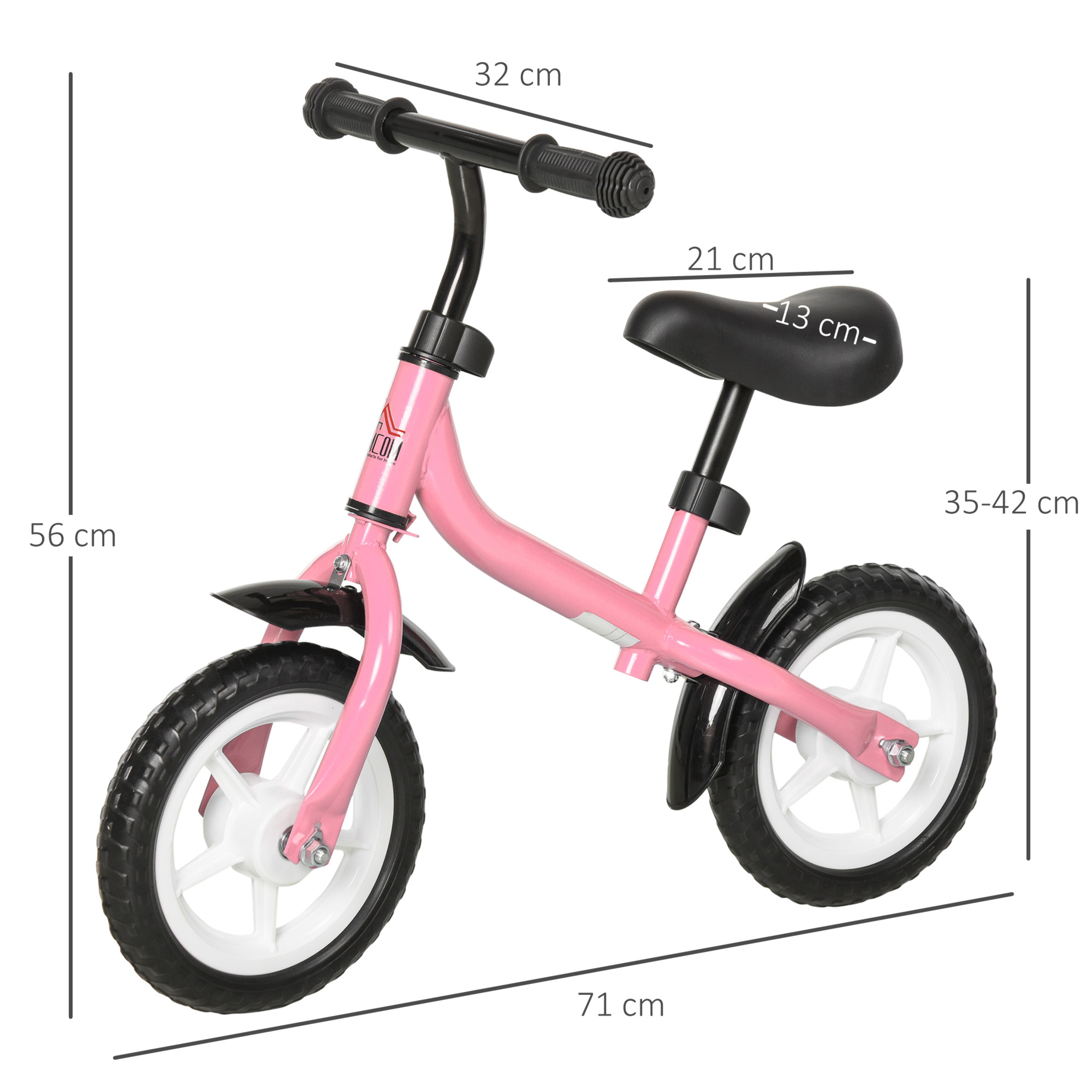 Homcom Bicicleta Sin Pedales Infantil Altura Ajustable Para Principiantes Con Ruedas Con