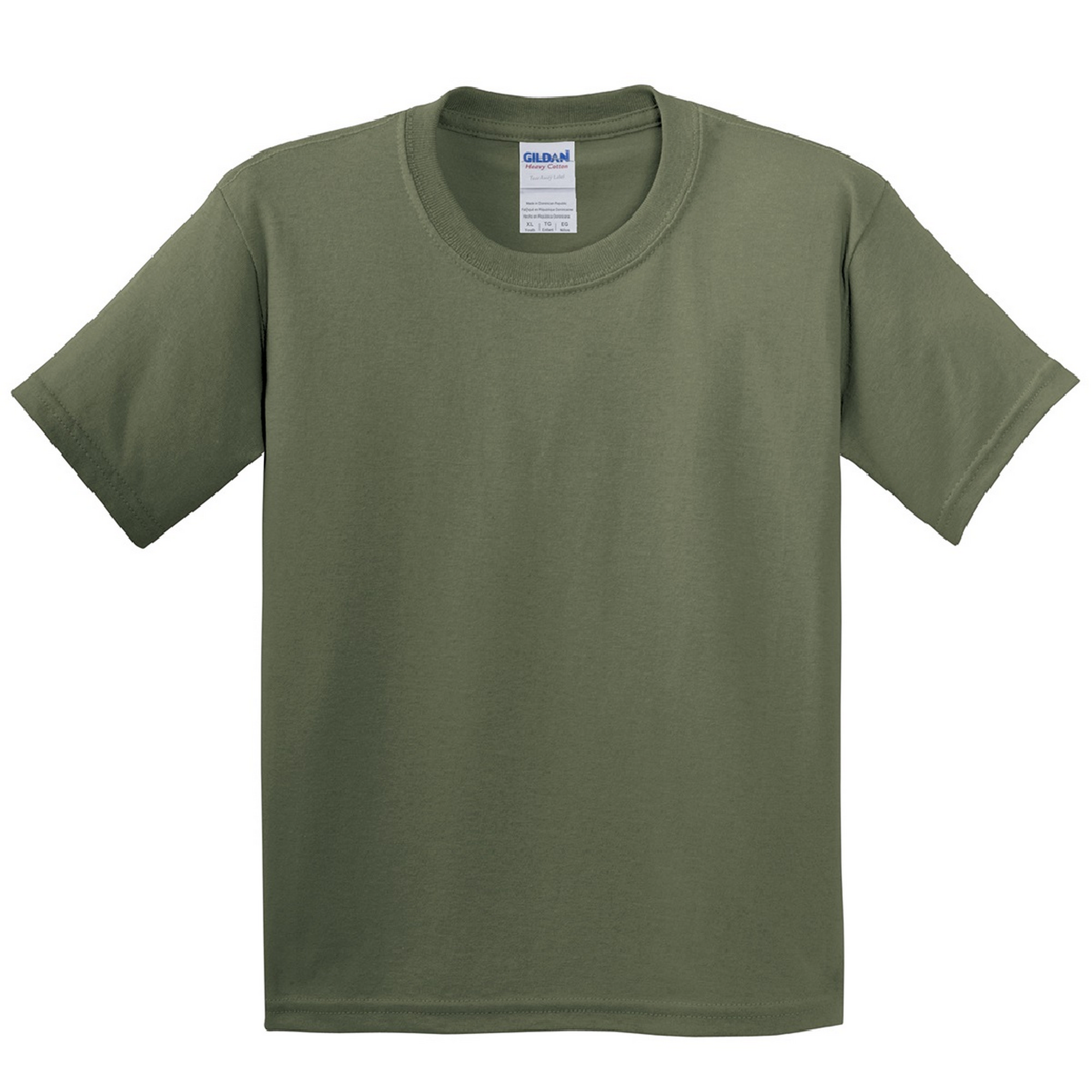 Camiseta Básica De Manga Corta Con Algodón Grueso Gildan - verde-militar - 