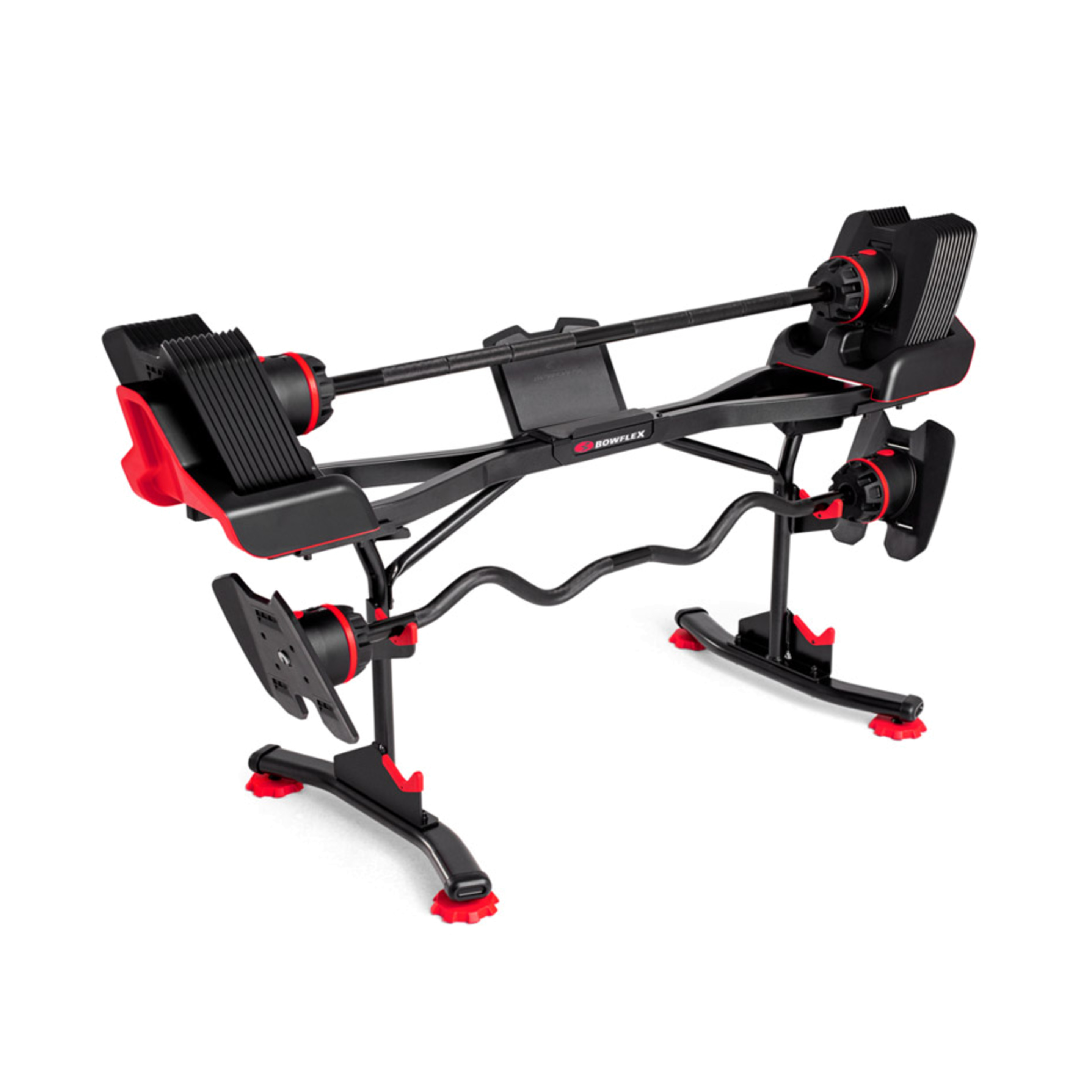 Bowflex Stand Barbell And Curlbar With Media Rack