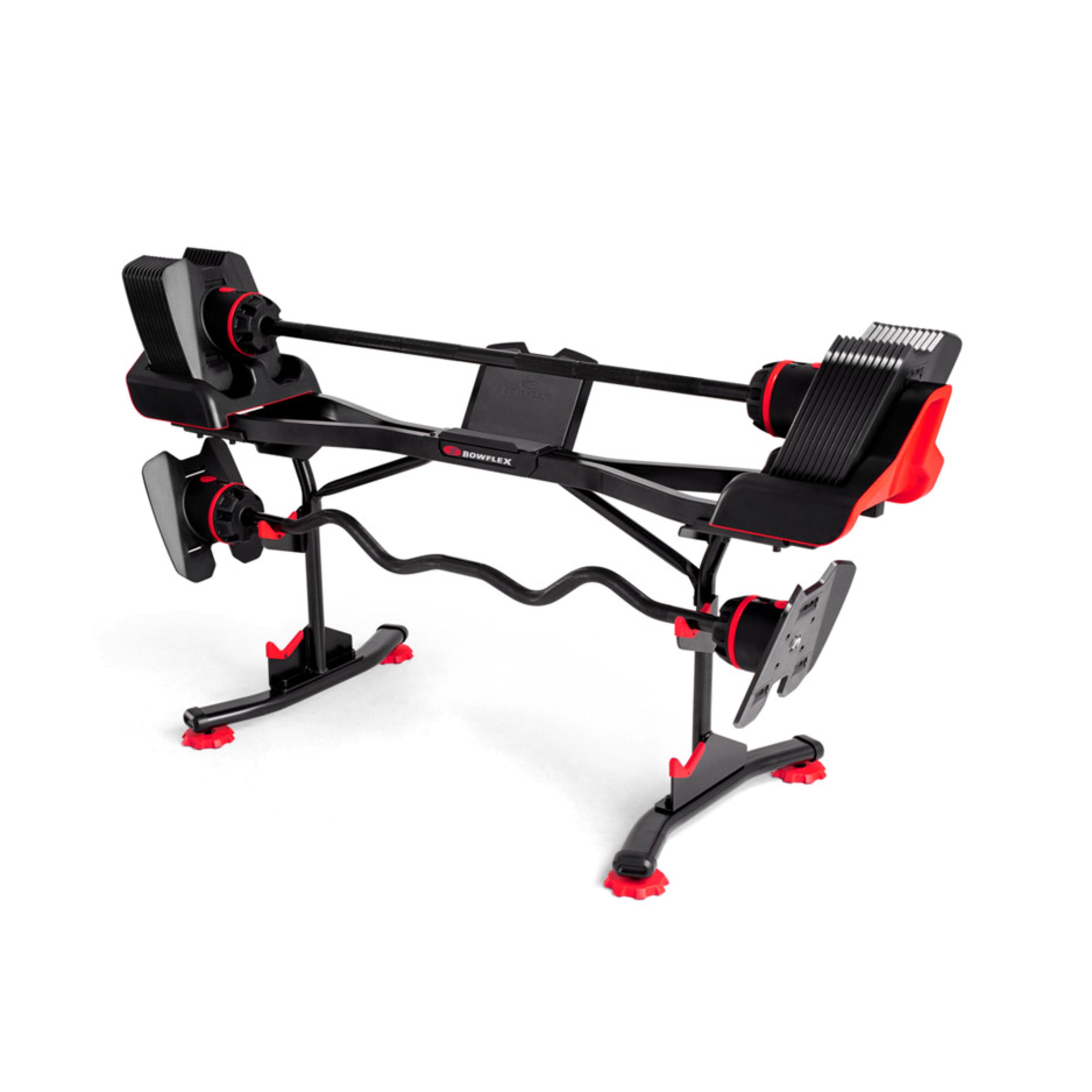 Bowflex Stand Barbell And Curlbar With Media Rack