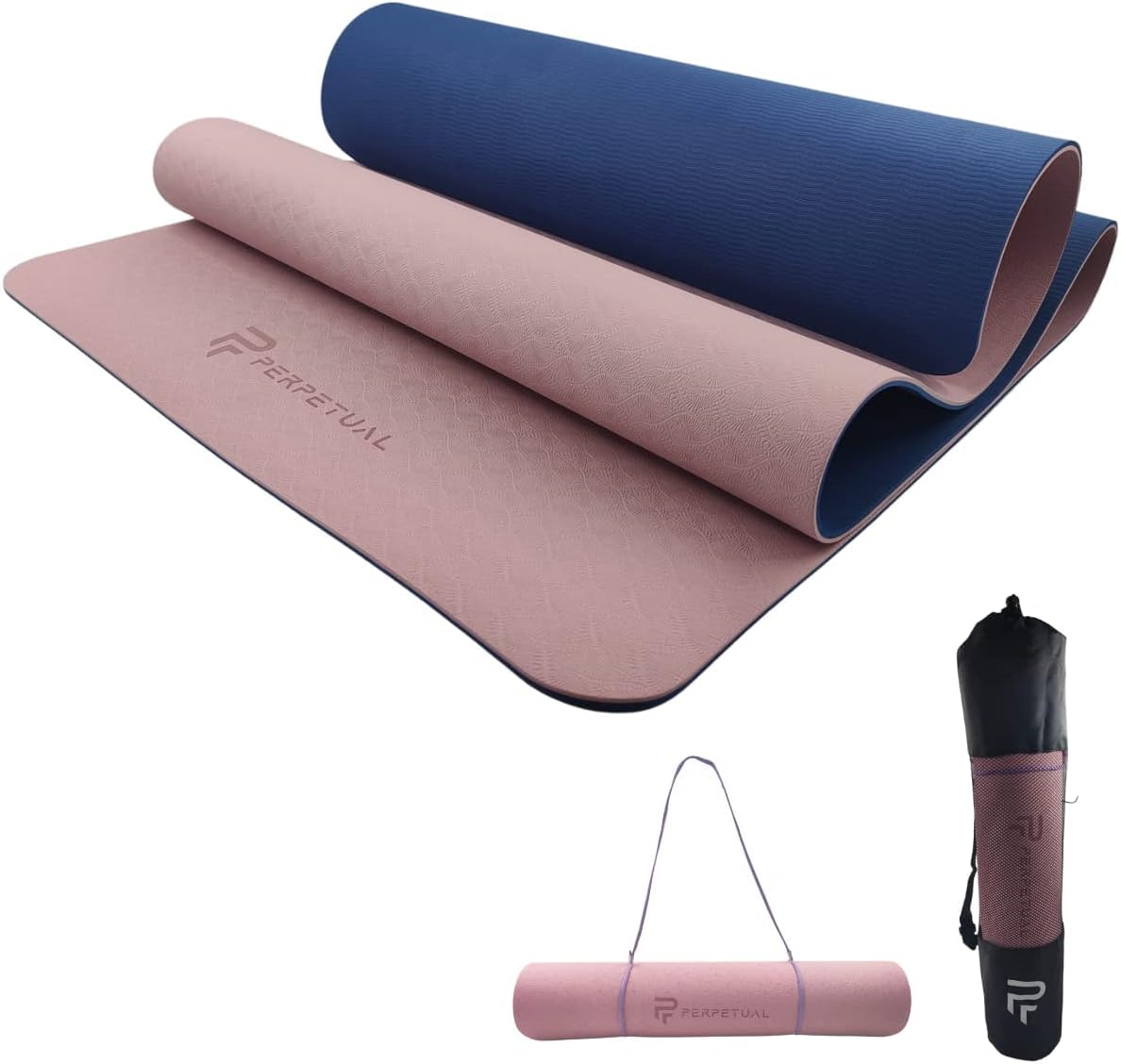 Esterilla Perpetual De Yoga Y Pilates Antideslizante De 6mm Con Correa Y Bolsa De Transporte - azul-marino-rosa - 