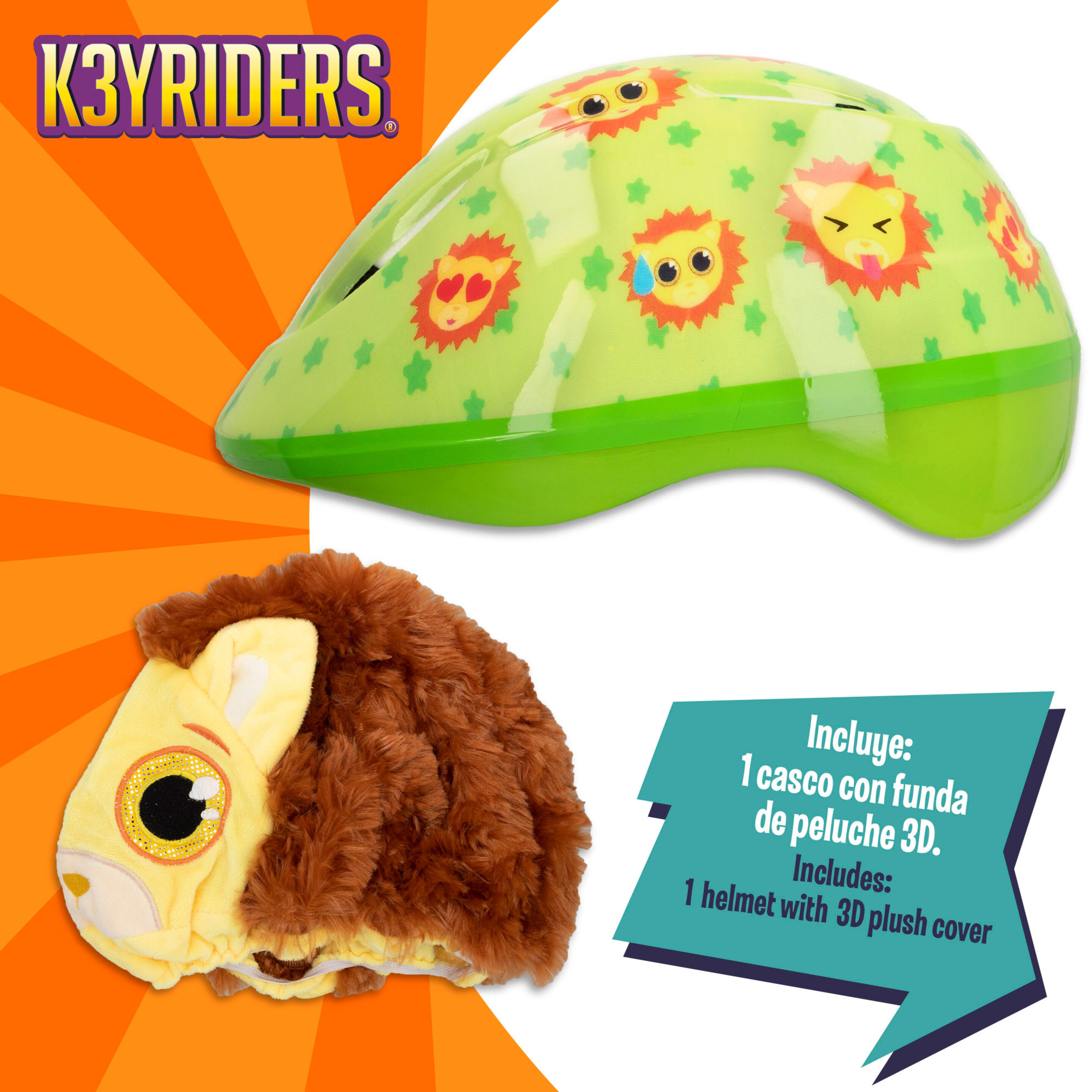 Capacete Infantil Com Capa De Pelúcia De Leão K3yriders