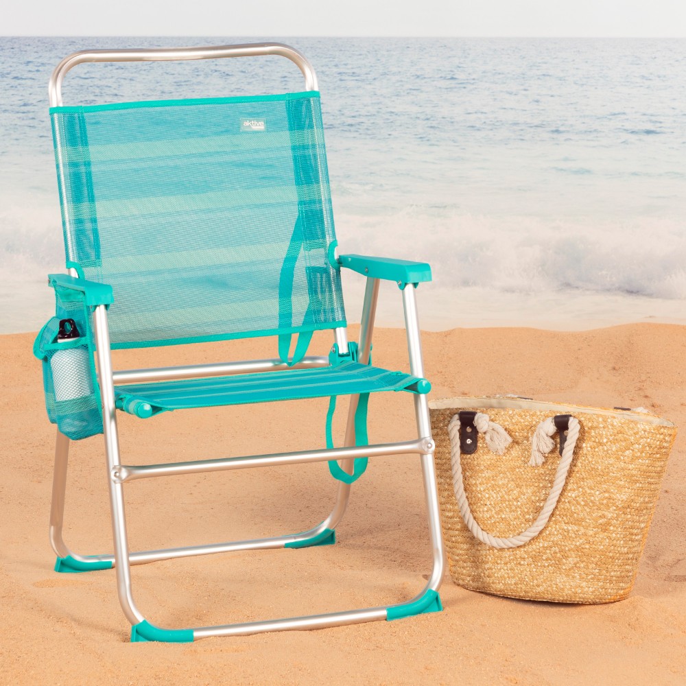 Cadeira Dobrável Fixa De Alumínio Aktive Beach - Mediterrâneo | Sport Zone MKP