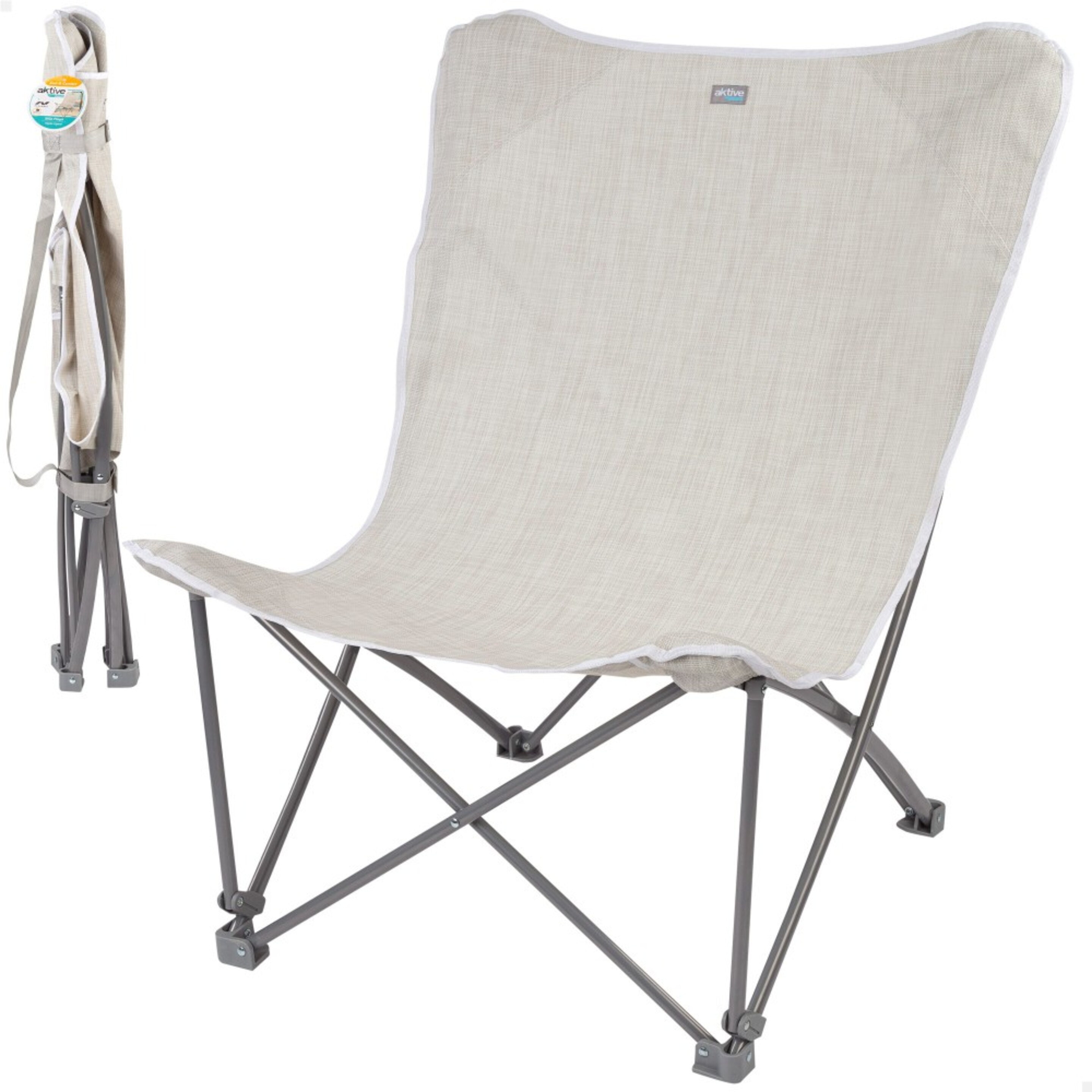 Cadeira Dobrável De Camping Aktive - beige - 