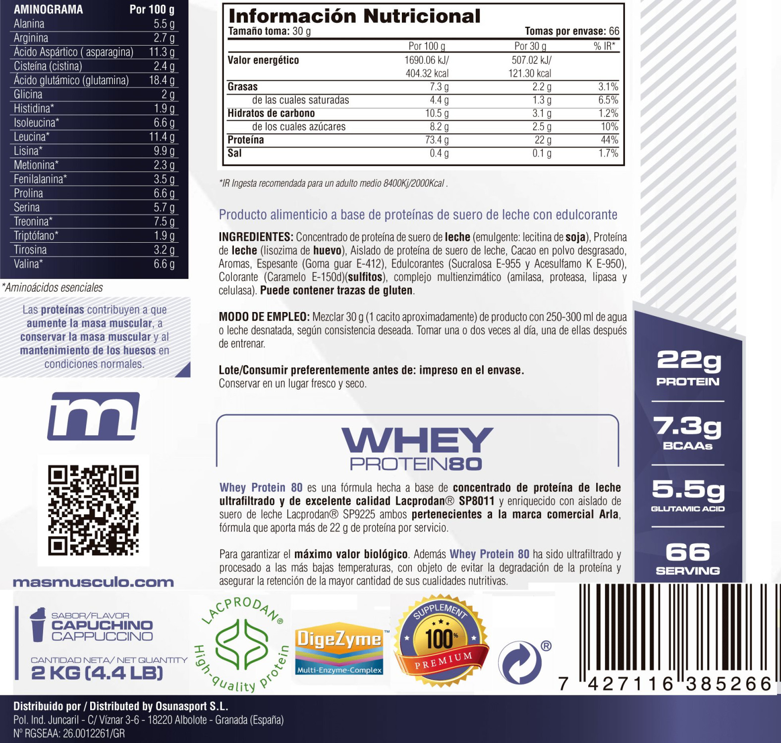 Whey Protein80 - 2 Kg De Mm Supplements Sabor Capuchino