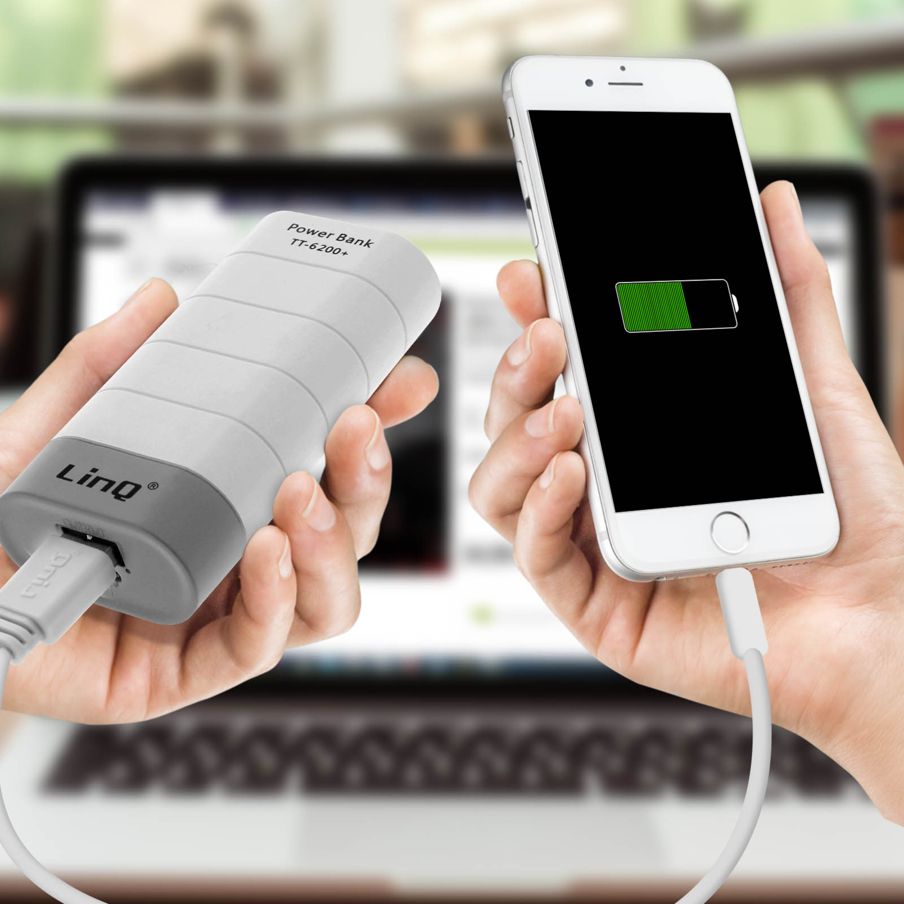 Powerbank 6000 Mah Y Cables Lightning, Micro-usb Y Usb-clinq