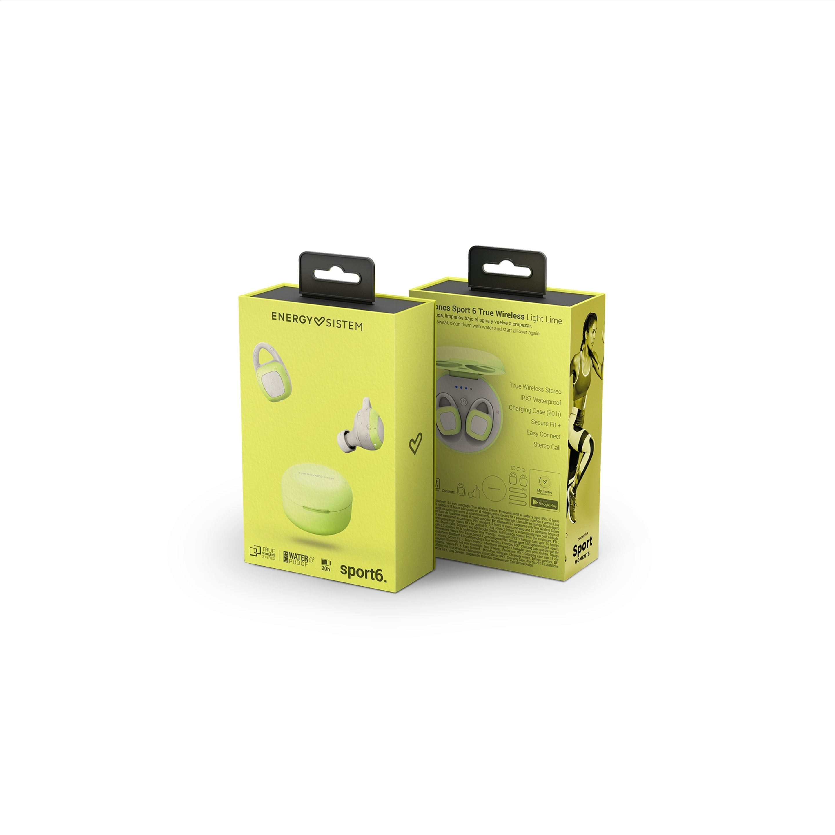Auriculares Energy Sistem Sport 6 - Amarelo/Verde - True Wireless Stereo | Sport Zone MKP