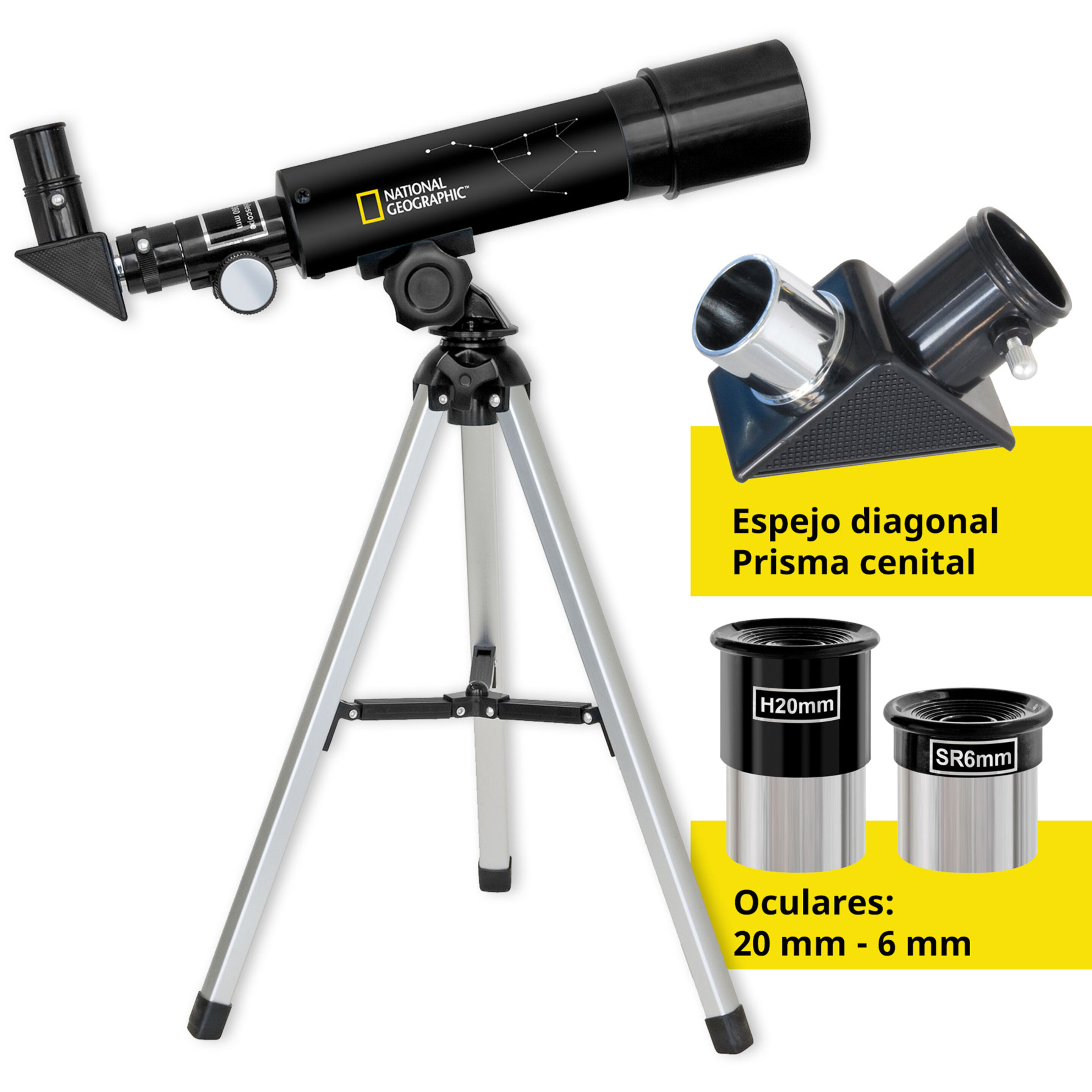 Telescopio Para Niños 50/360 Refractor National Geographic Con Trípode De Mesa 9118001