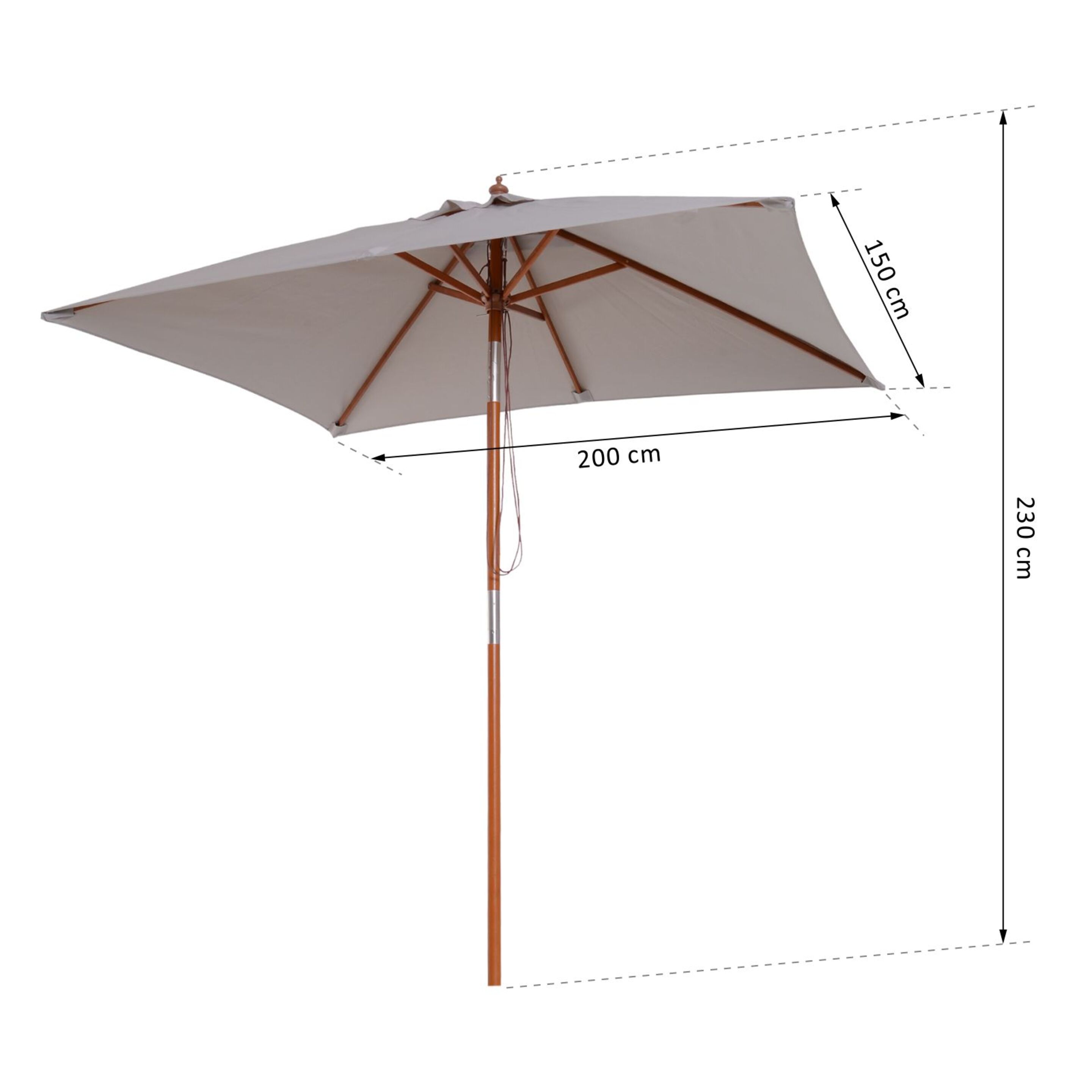 Outsunny® Sombrilla Parasol De Bambú Madera Para Jardín O Camping Playa