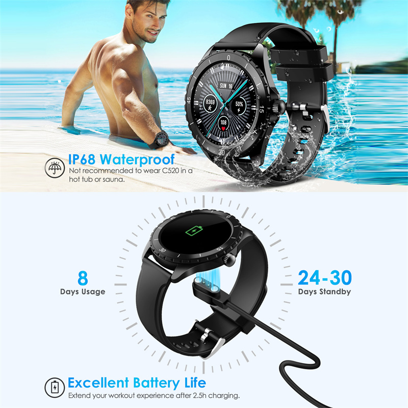 Smartwatch Desportivo Relógio Digital Elegiant C520 (preto - Monitor Saúde)