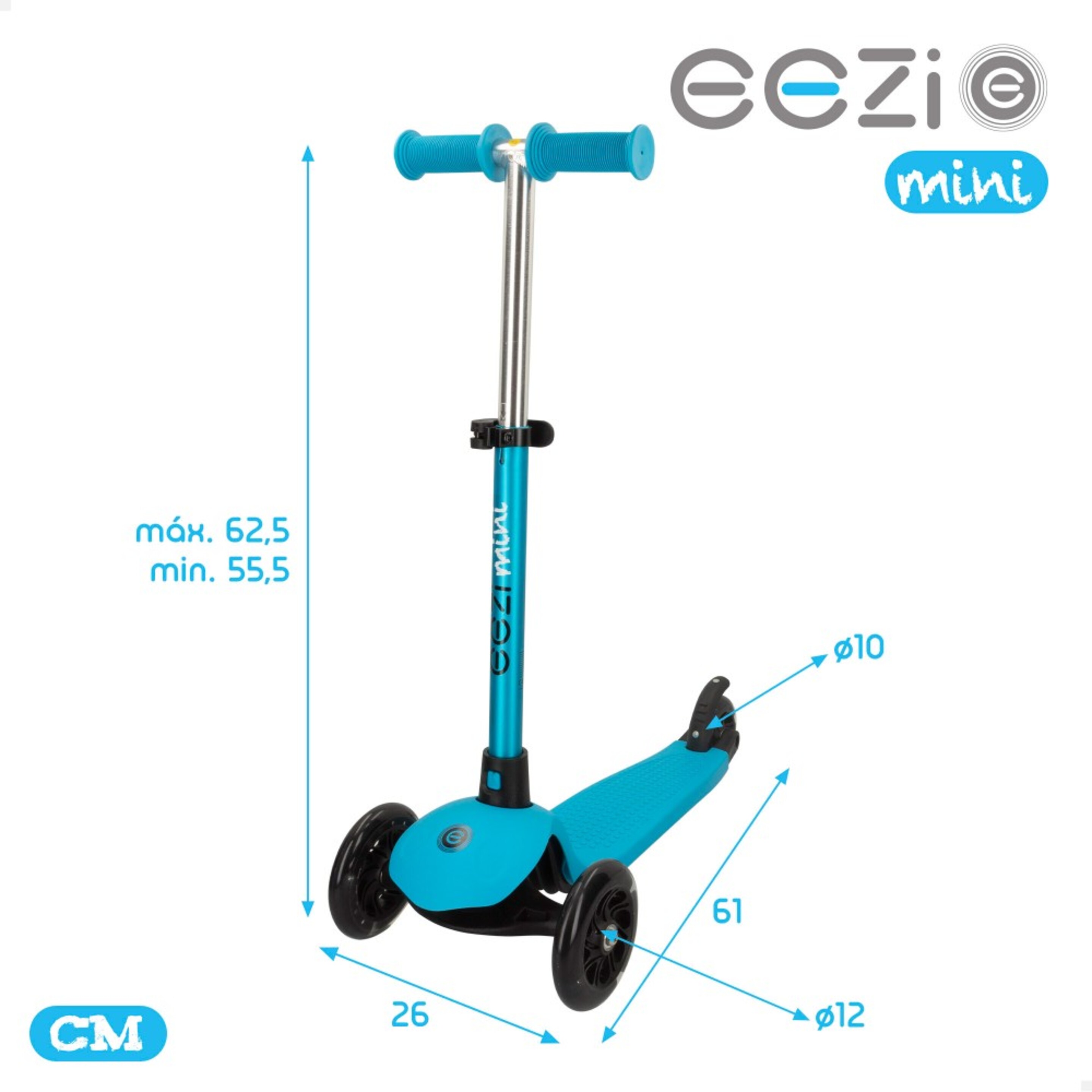 Scooter Azul De 3 Rodas Com Luzes E Guidão Destacável Eezi