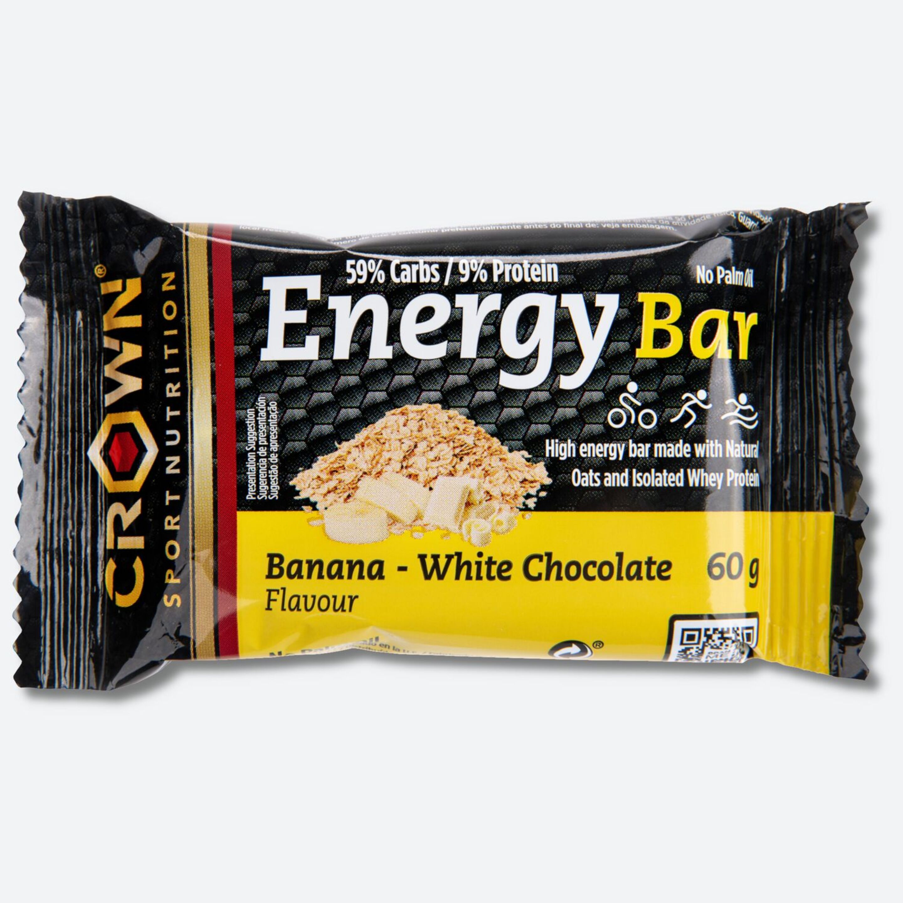 Barra Energética De Aveia De 60g Crown Sport Nutrition Banana E Chocolate Branco