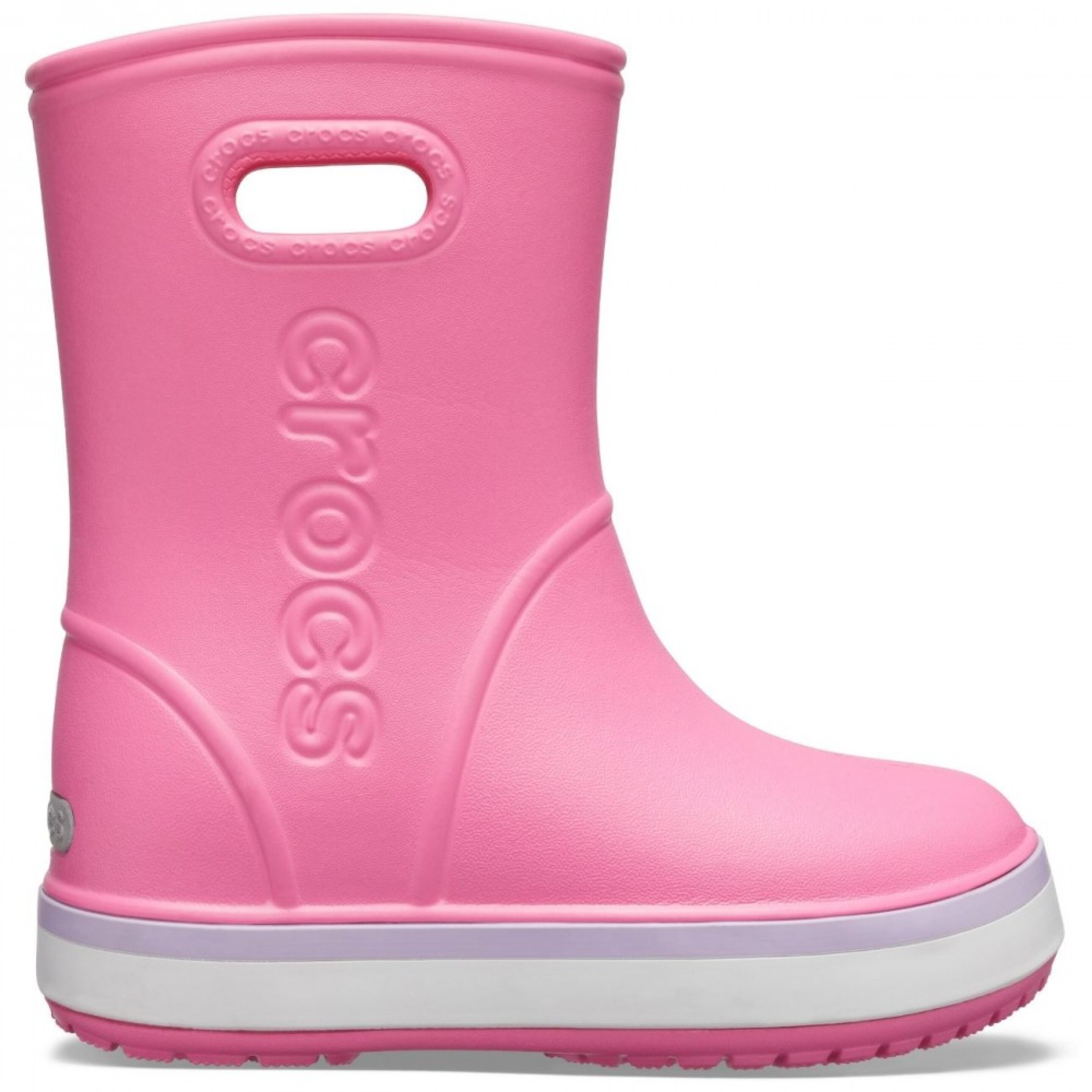 Galochas Crocs Crocband Rain Boot Kids 205827-6qm - rosa - 