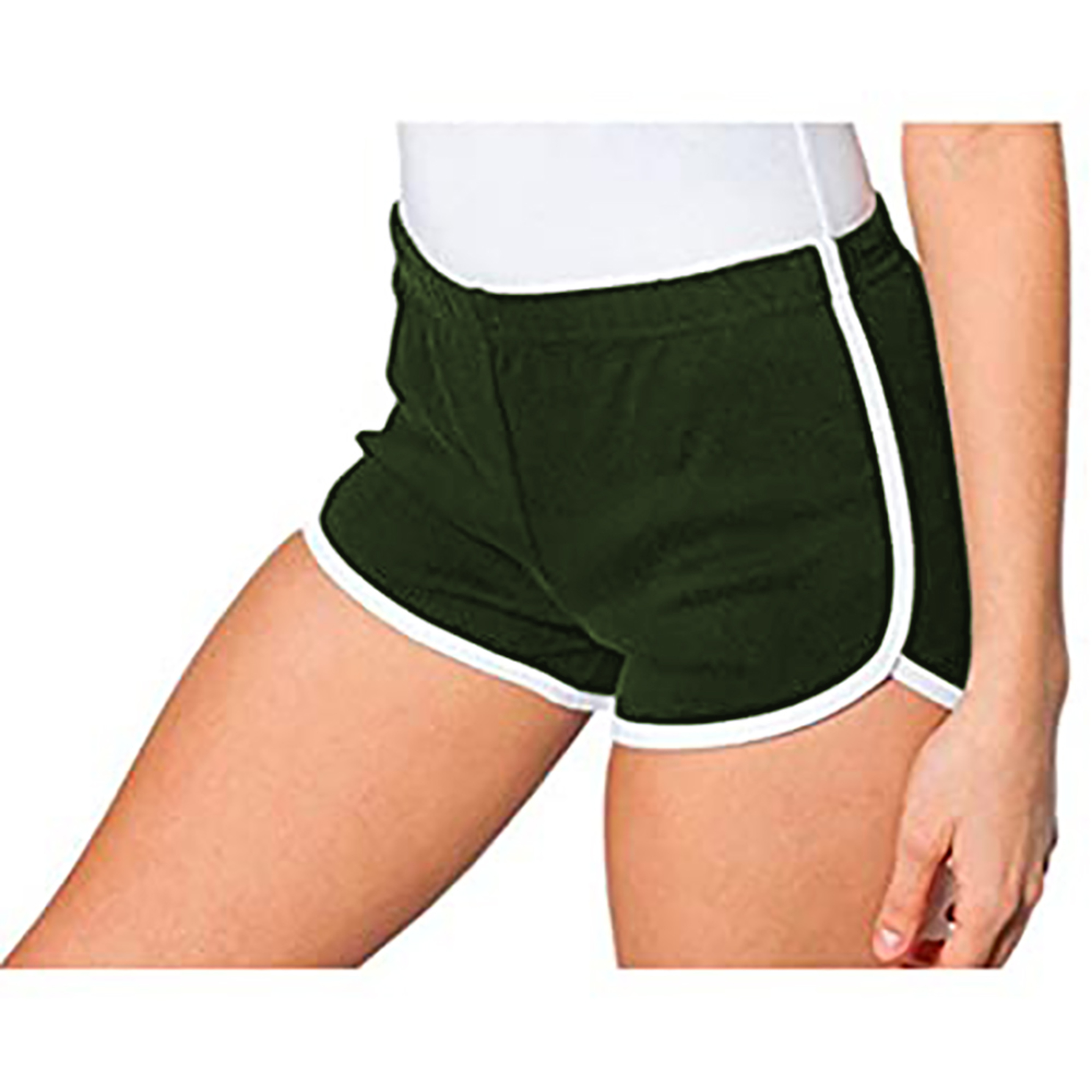 American Apparel- Pantalones Cortos De Algodón Casual/de Deporte Para Mujer (Verde Oscuro/blanco)