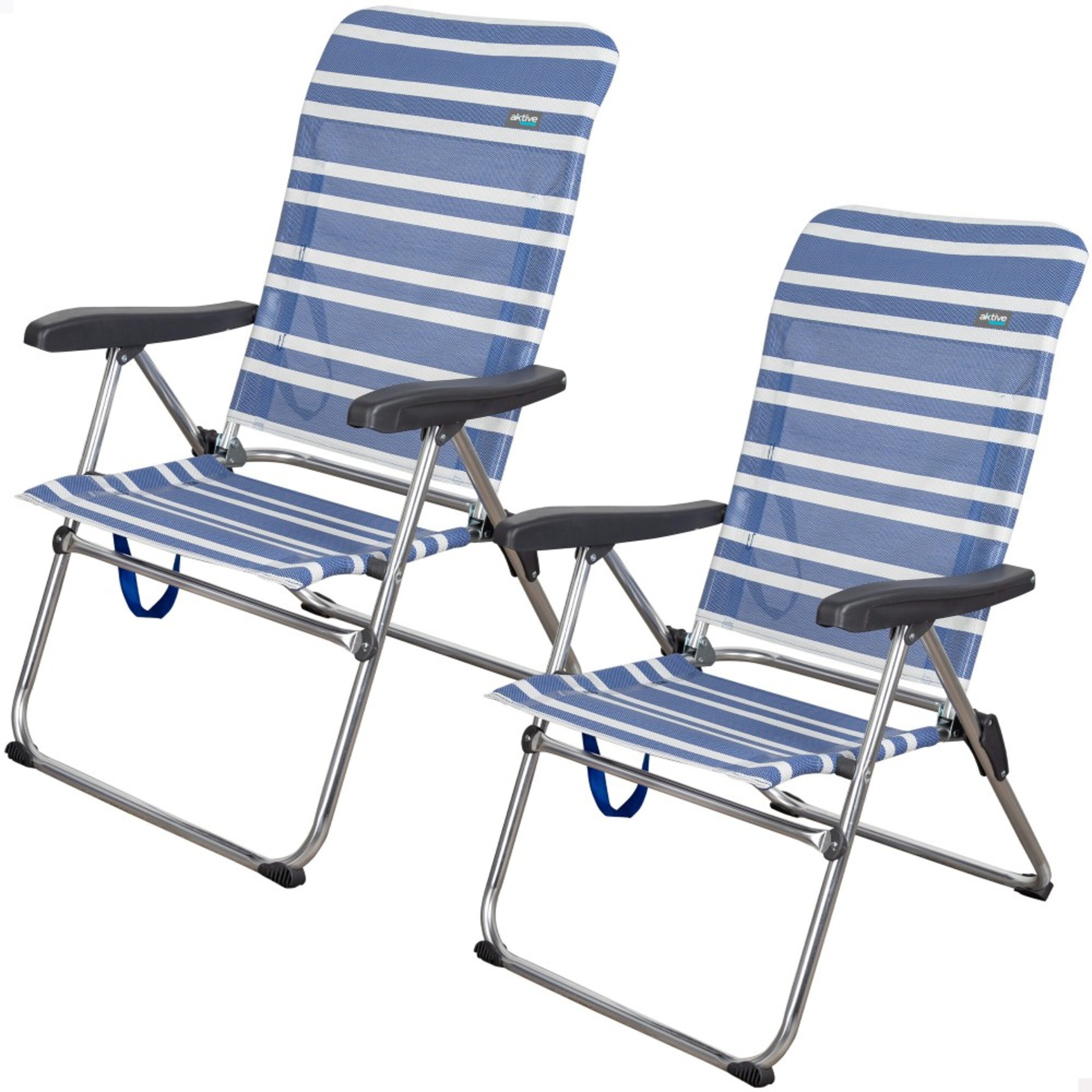 Saving Pack 2 Cadeiras De Praia Anti-queda Multiposições Mykonos 47x63x93 Cm Aktive - azul - 