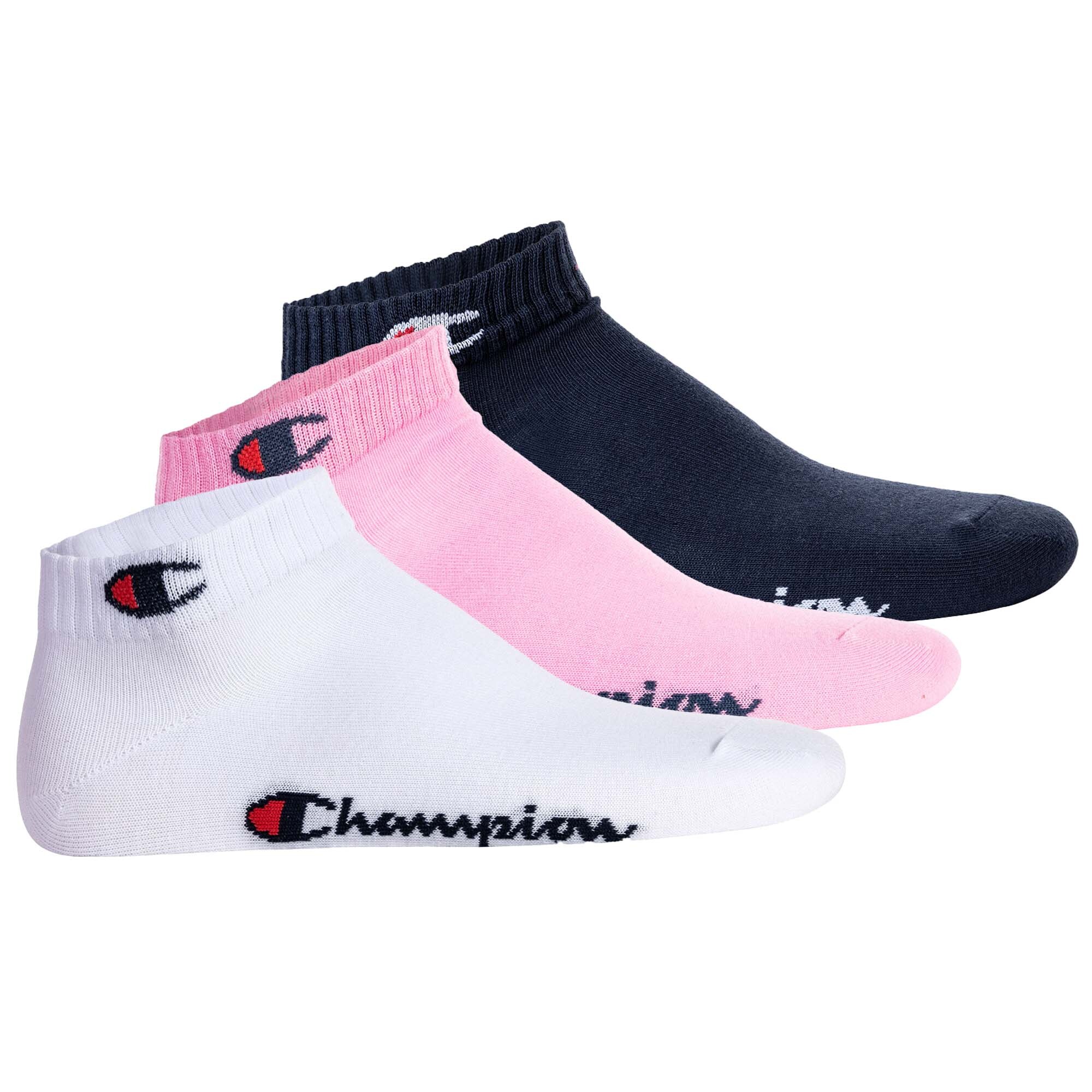 Paquete De 3 Calcetines Champion Liso Con Logo - blanco-rosa - 